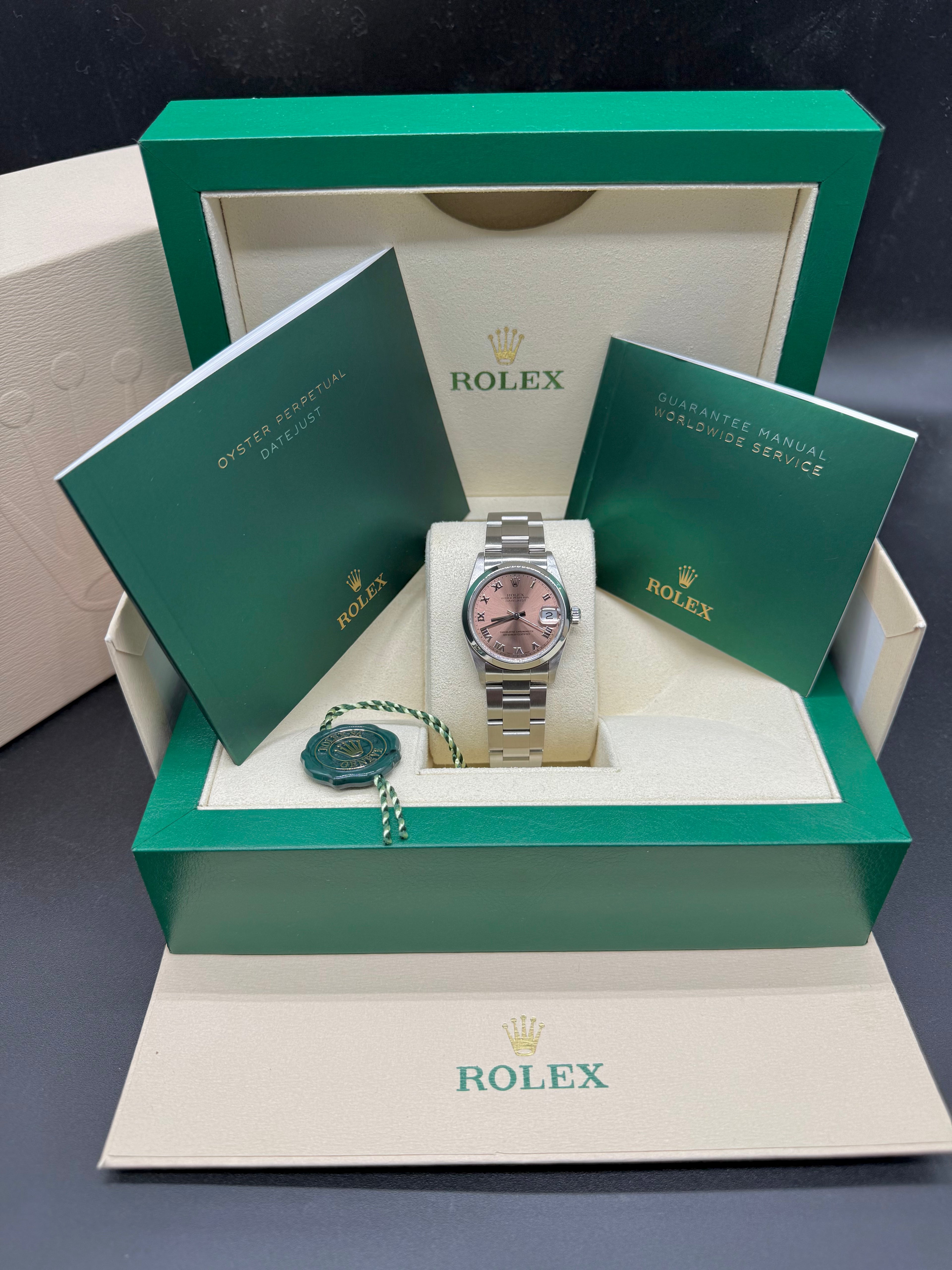 Rolex Datejust 31mm Steel Salmon Pink Roman Numeral Dial Oyster Bracelet