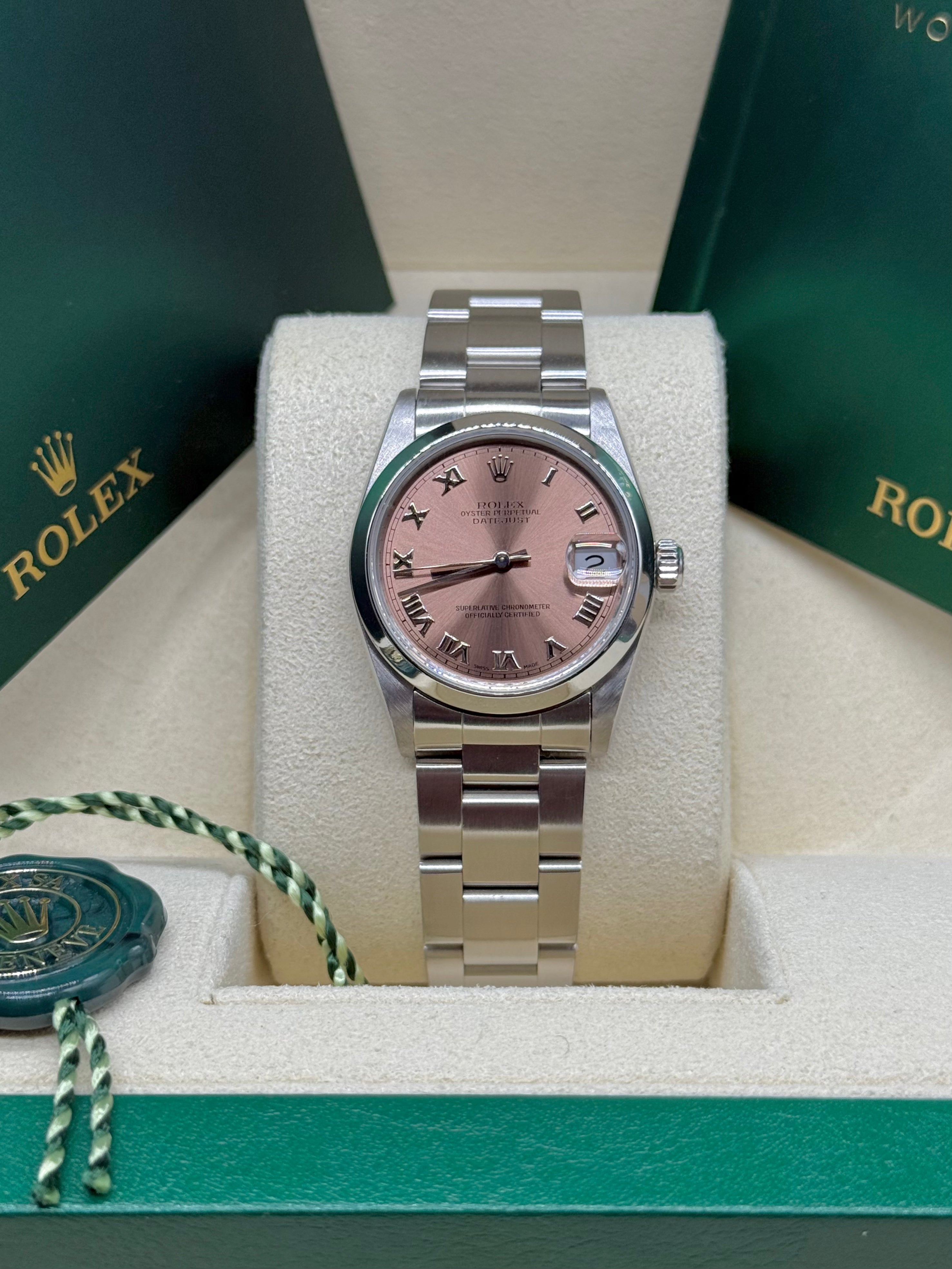 Rolex Datejust 31mm Steel Salmon Pink Roman Numeral Dial Oyster Bracelet