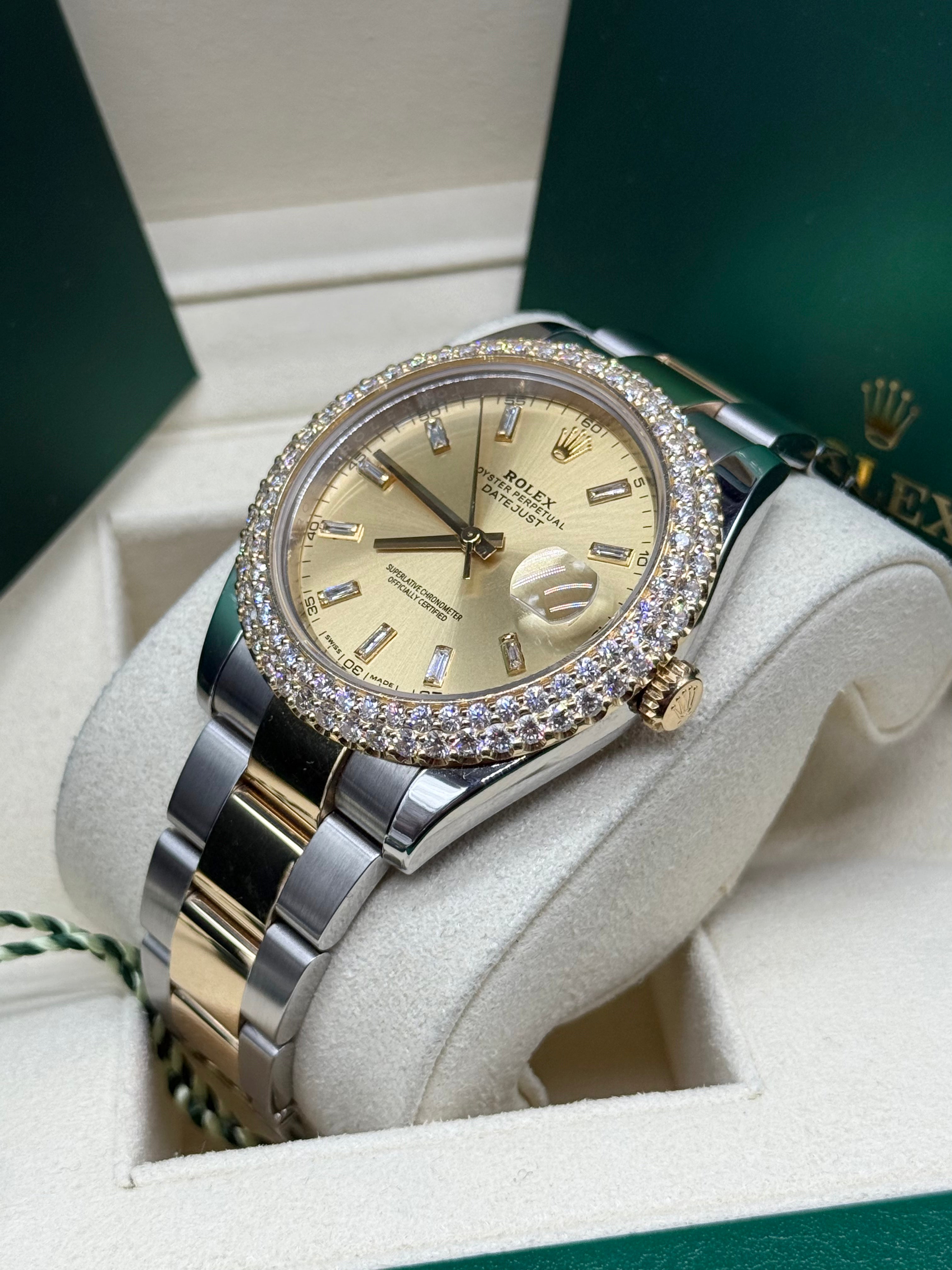 Rolex Datejust 41mm Two-Tone Steel & 18K Yellow Gold Diamond Bezel Champagne Baguette Dial Oyster