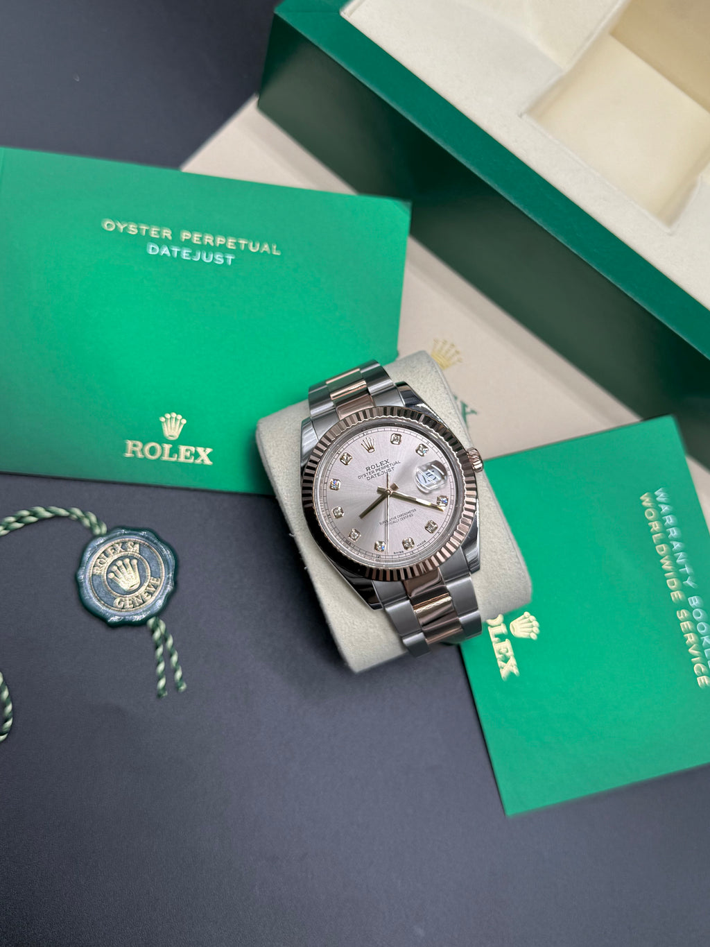 Rolex Datejust 41mm Two tone 18kt Everose Gold Sundust Diamond Dial