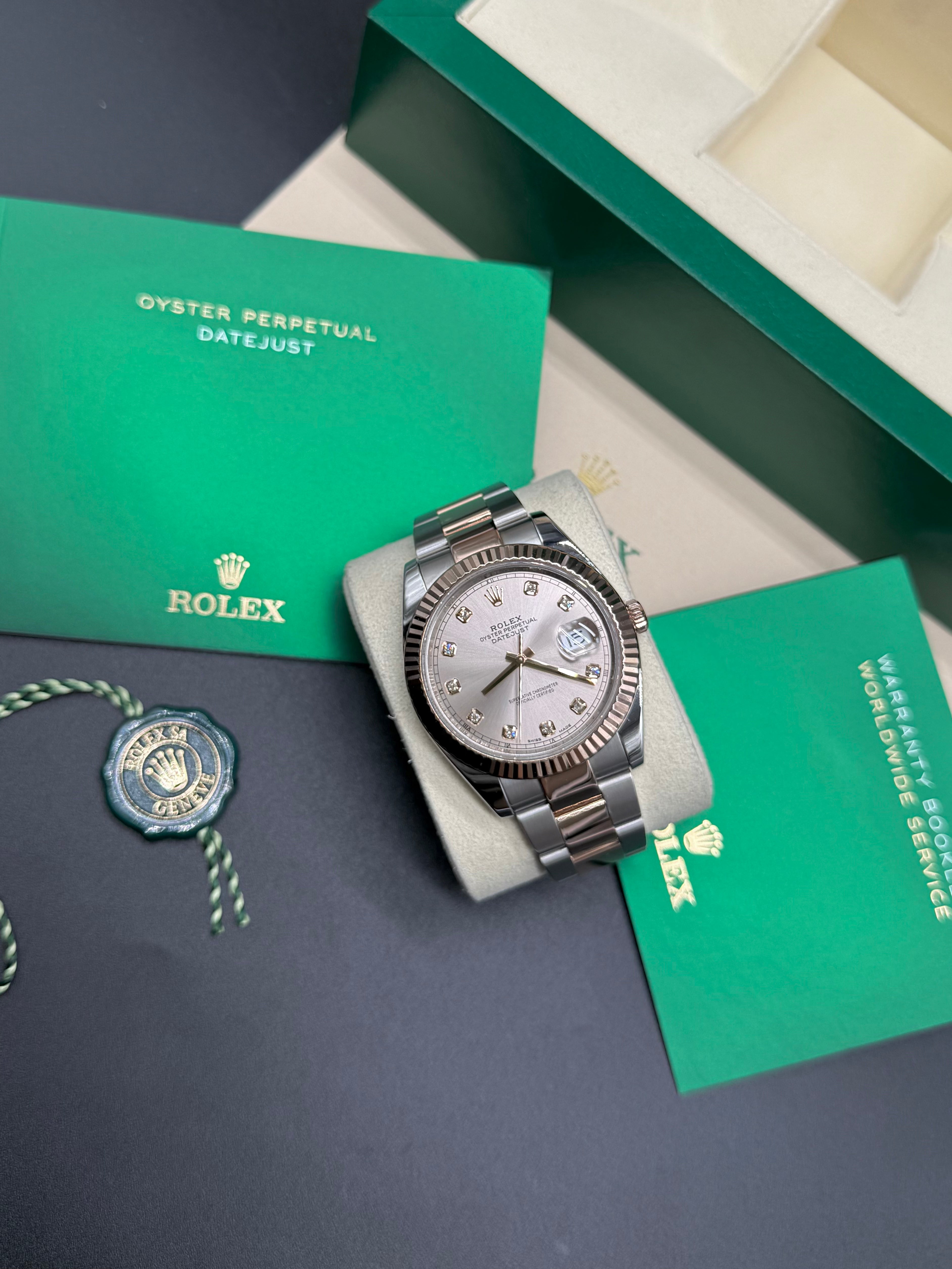 Rolex Datejust 41mm Two tone 18kt Everose Gold Sundust Diamond Dial