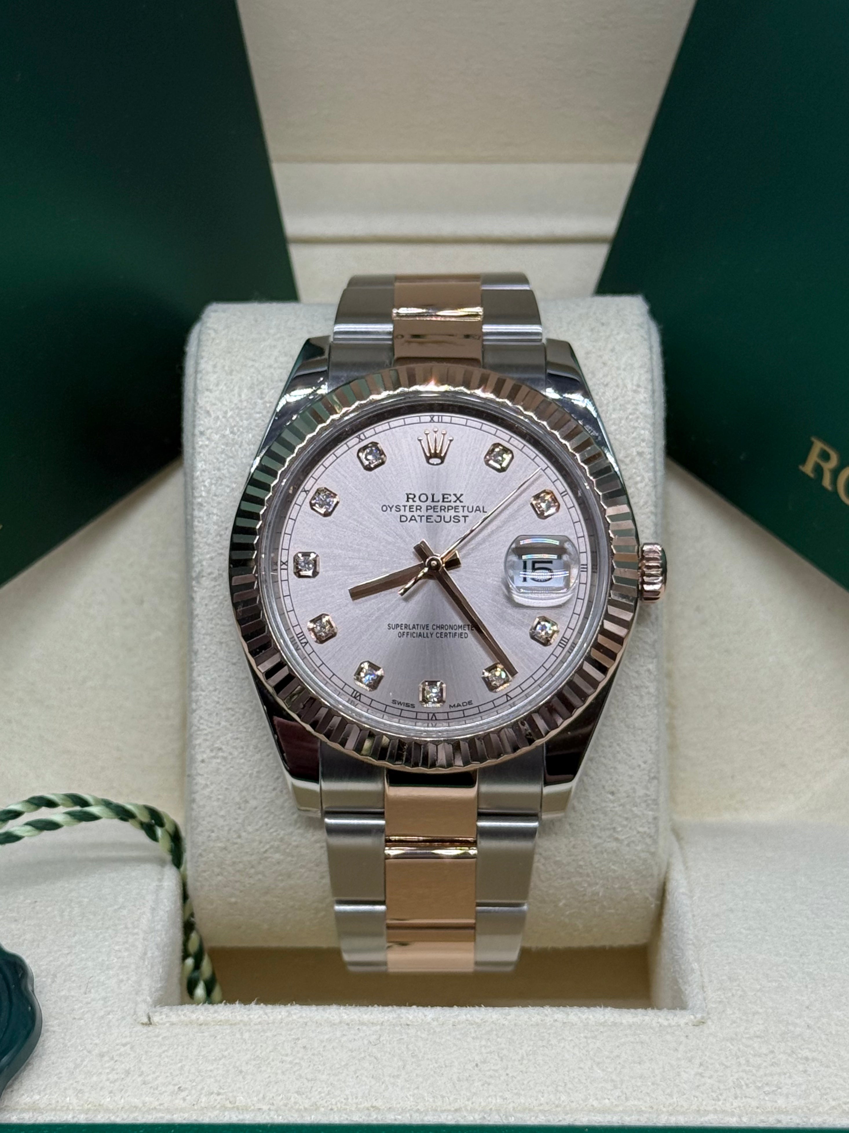 Rolex Datejust 41mm Two tone 18kt Everose Gold Sundust Diamond Dial