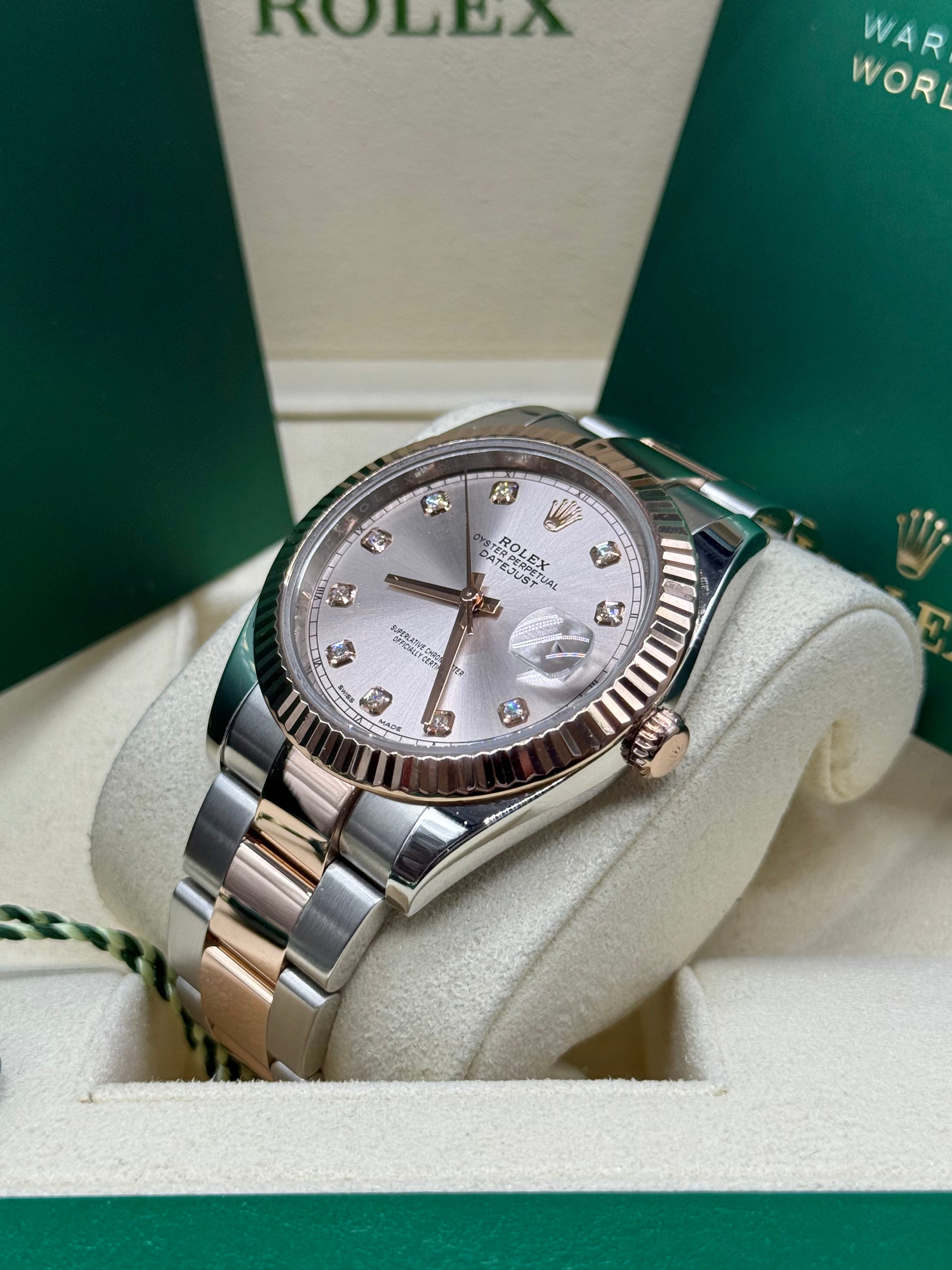 Rolex Datejust 41mm Two tone 18kt Everose Gold Sundust Diamond Dial