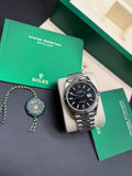 Rolex Datejust 41mm Stainless Steel Black Dial Stick Markers Fluted Bezel Jubilee Bracelet