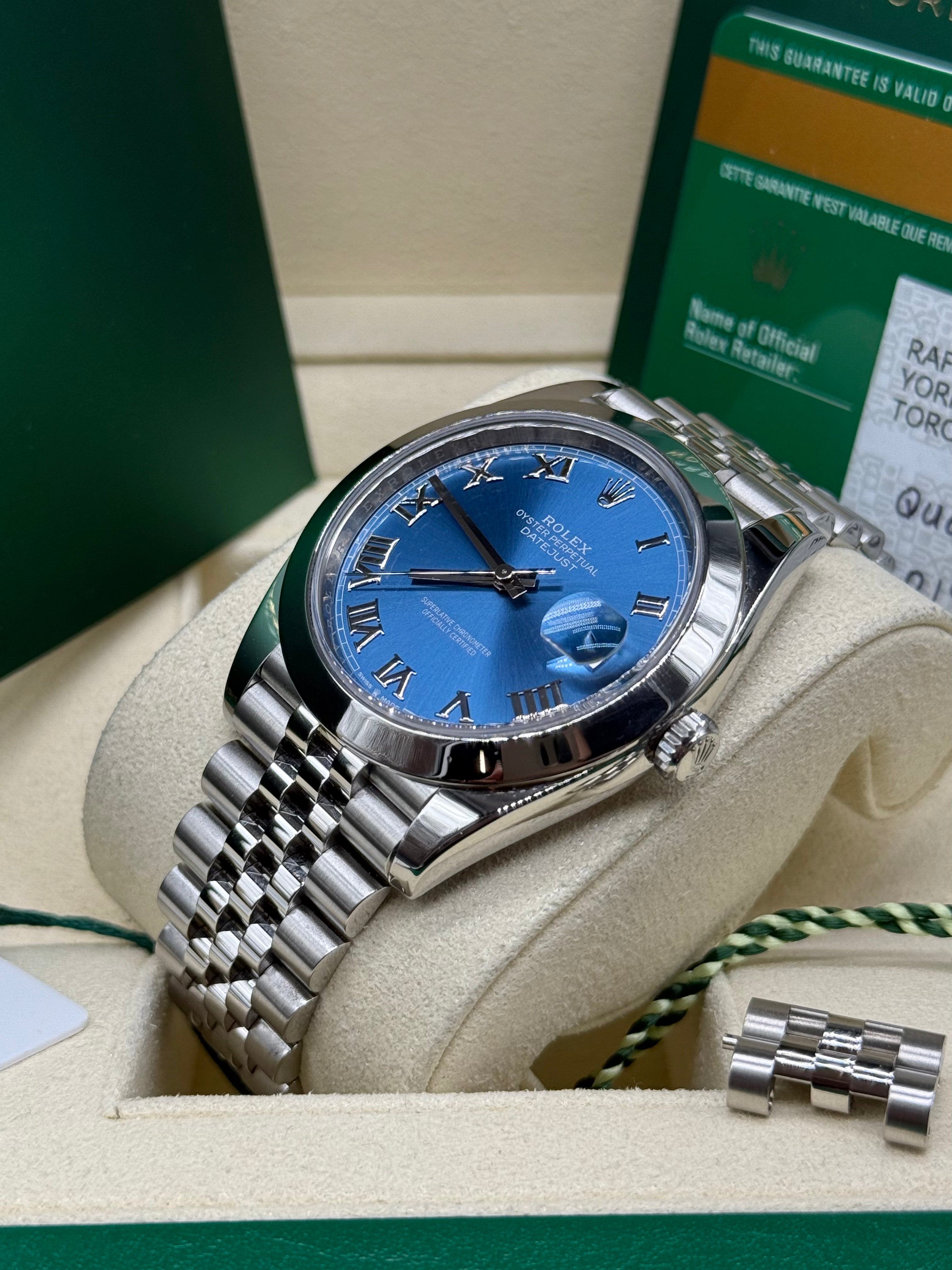 Rolex Datejust 41mm Azzurro Blue Dial 126300 Complete Set
