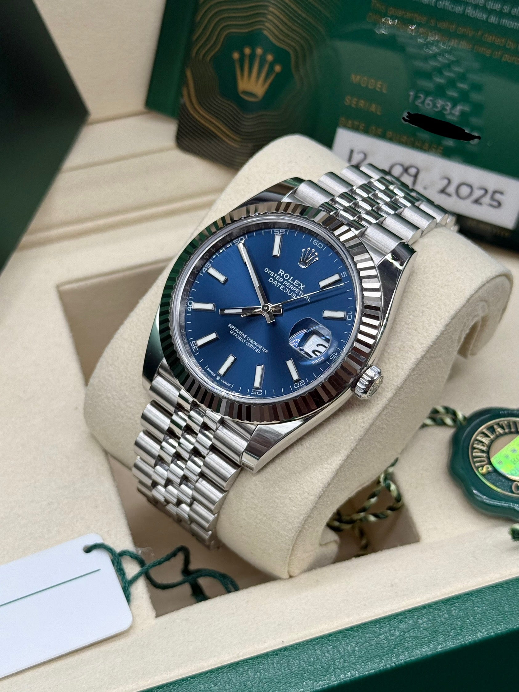 Rolex Datejust 41mm Stainless Steel Blue Dial Fluted Bezel Jubilee Bracelet