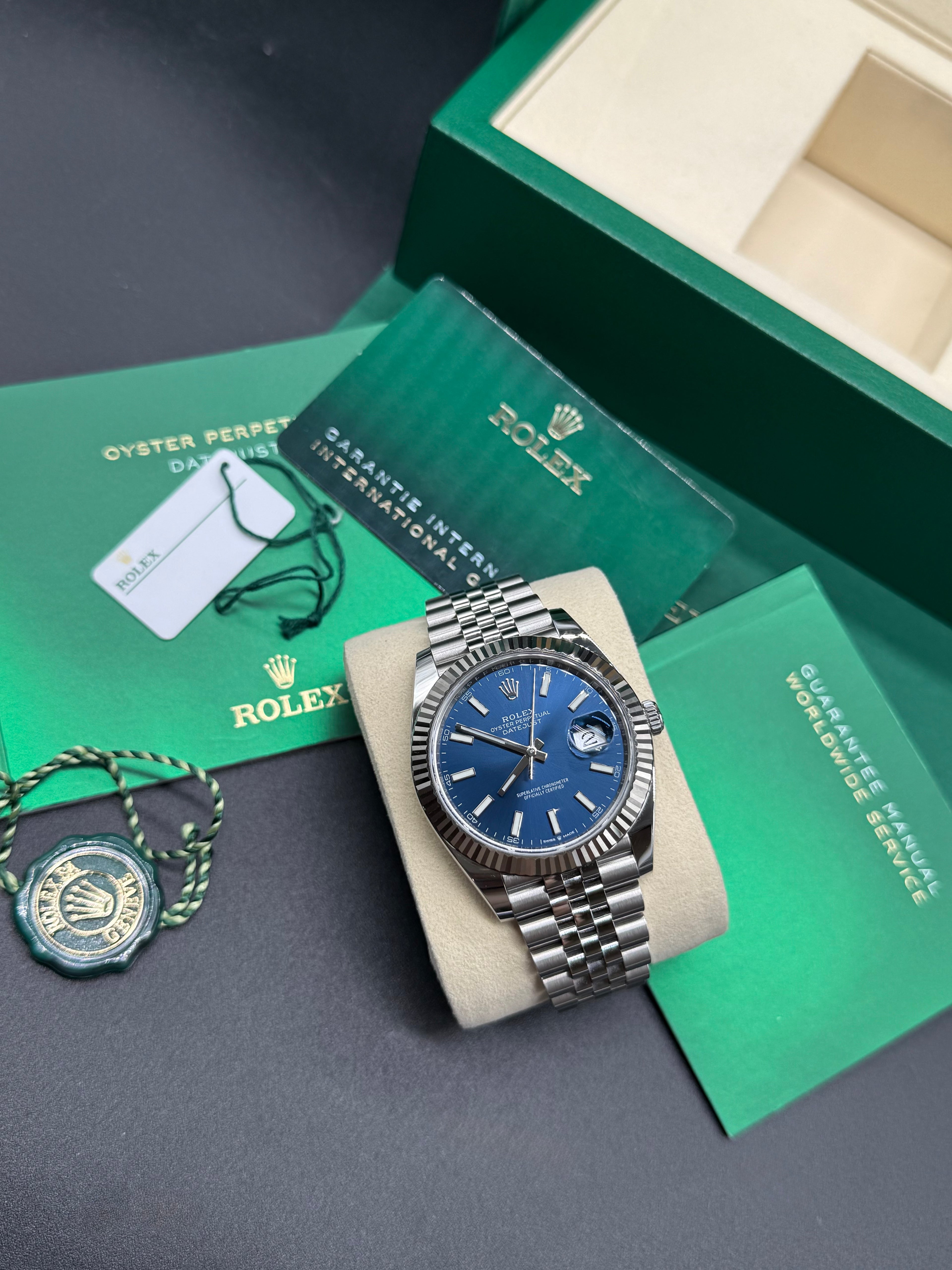 Rolex Datejust 41mm Stainless Steel Blue Dial Fluted Bezel Jubilee Bracelet