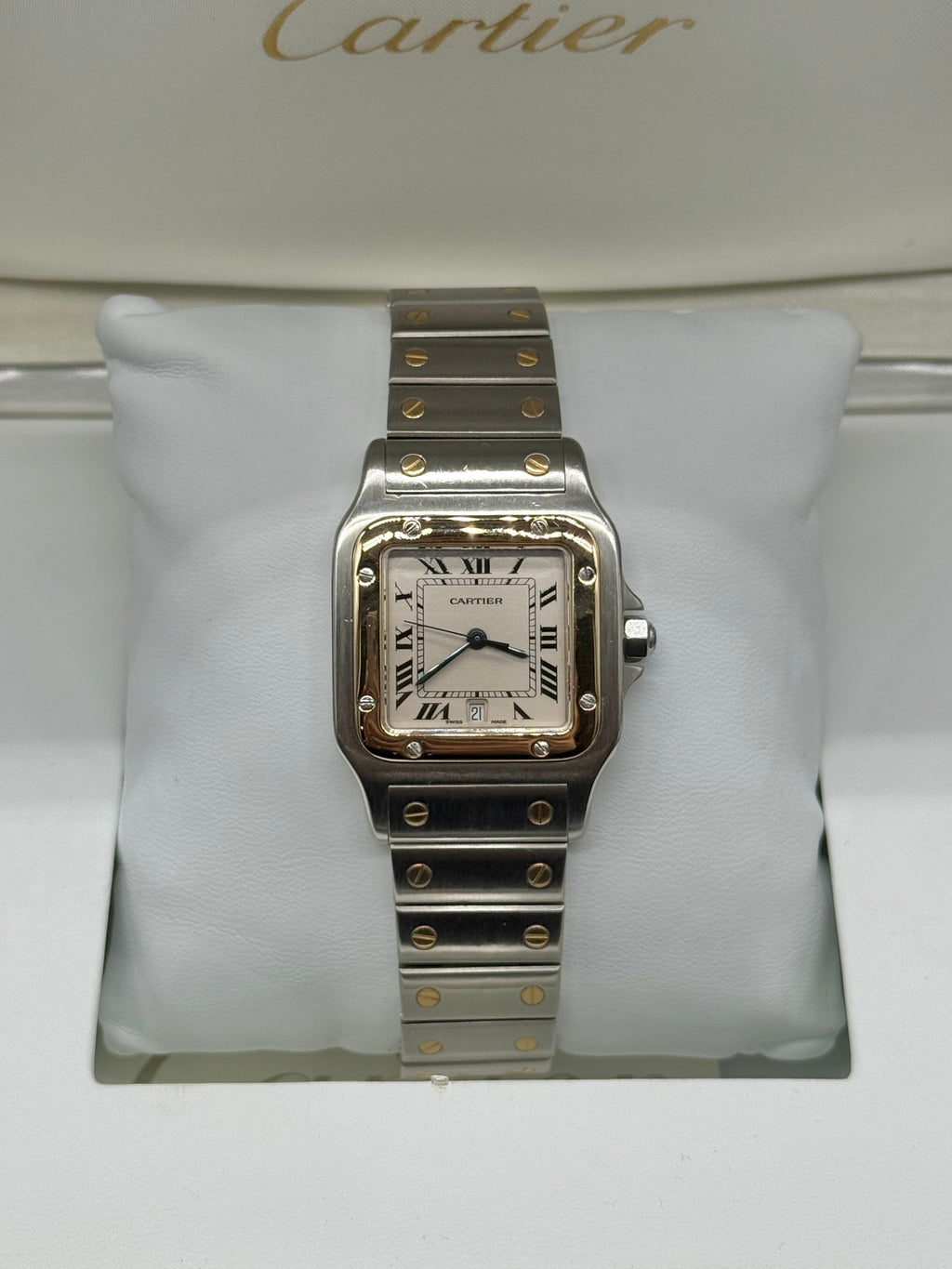 Cartier Santos Galbée 29mm Two-Tone Steel & 18K Yellow Gold Quartz Ivory Dial Ref. 187901
