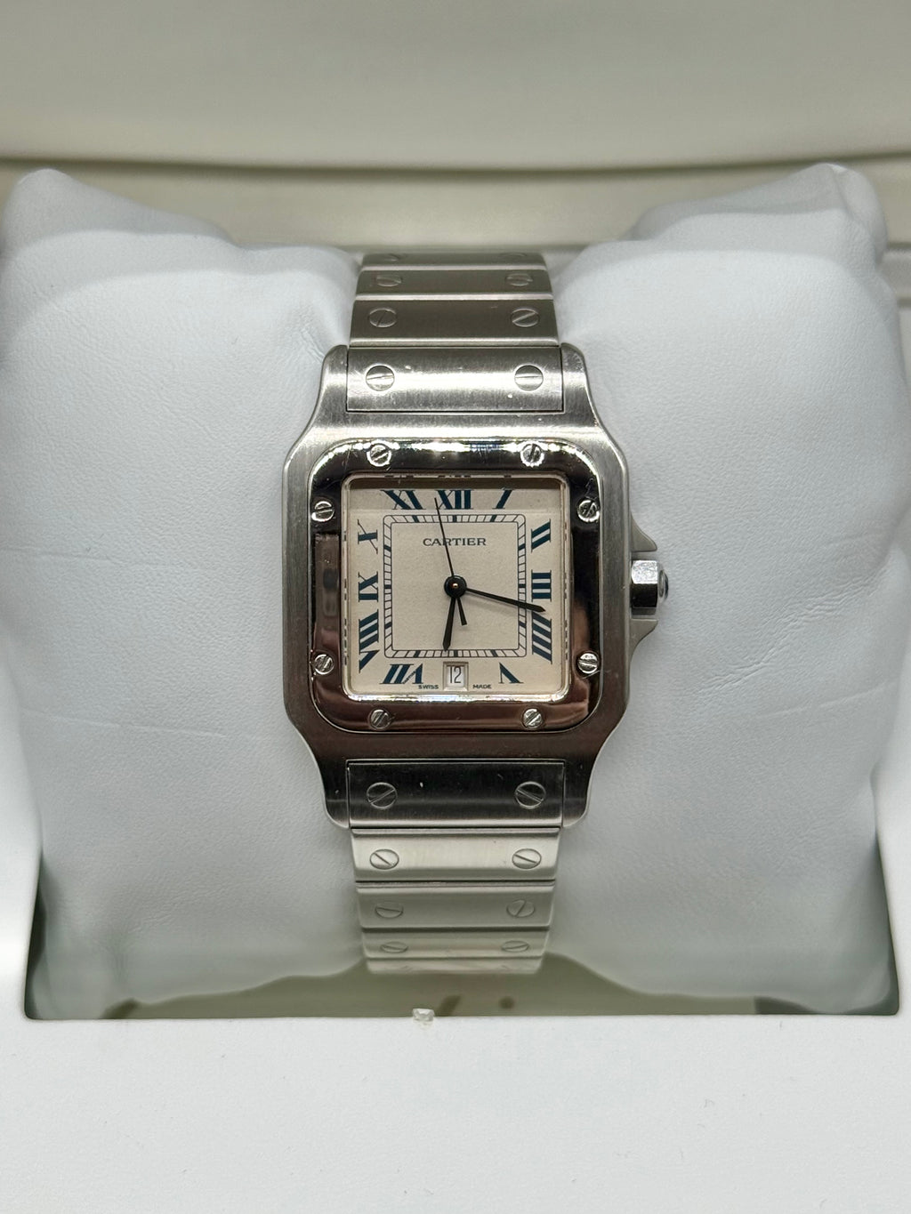 Cartier Santos Galbée 29mm Steel Quartz Ivory Dial Blue Roman Numerals