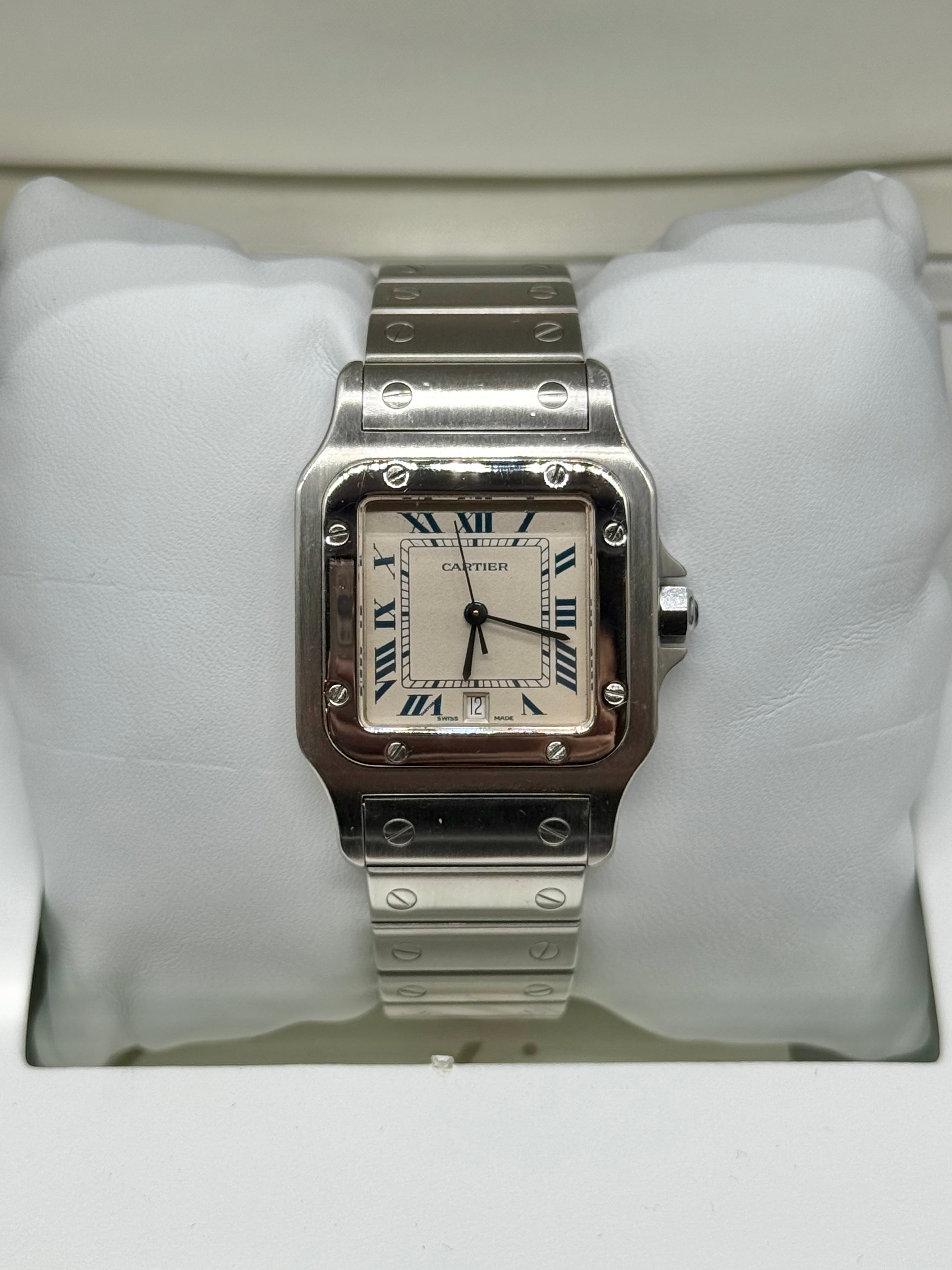 Cartier Santos Galbée 29mm Steel Quartz Ivory Dial Blue Roman Numerals