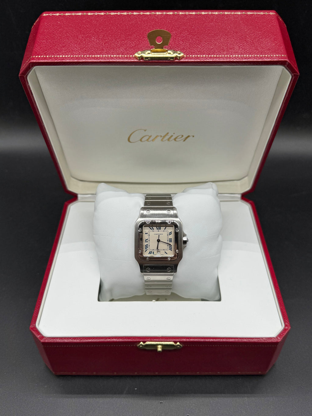 Cartier Santos Galbée 29mm Steel Quartz Ivory Dial Blue Roman Numerals