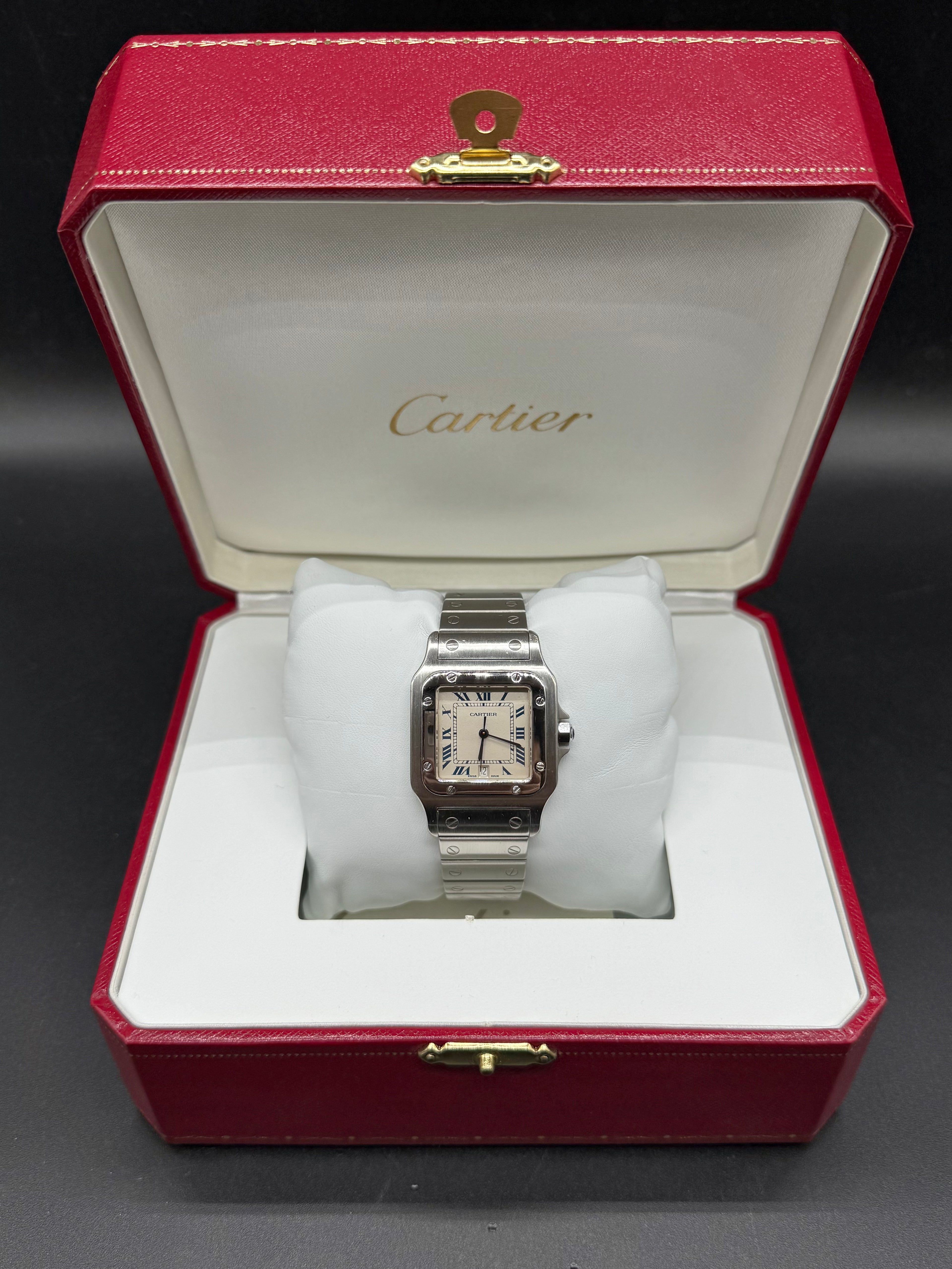 Cartier Santos Galbée 29mm Steel Quartz Ivory Dial Blue Roman Numerals