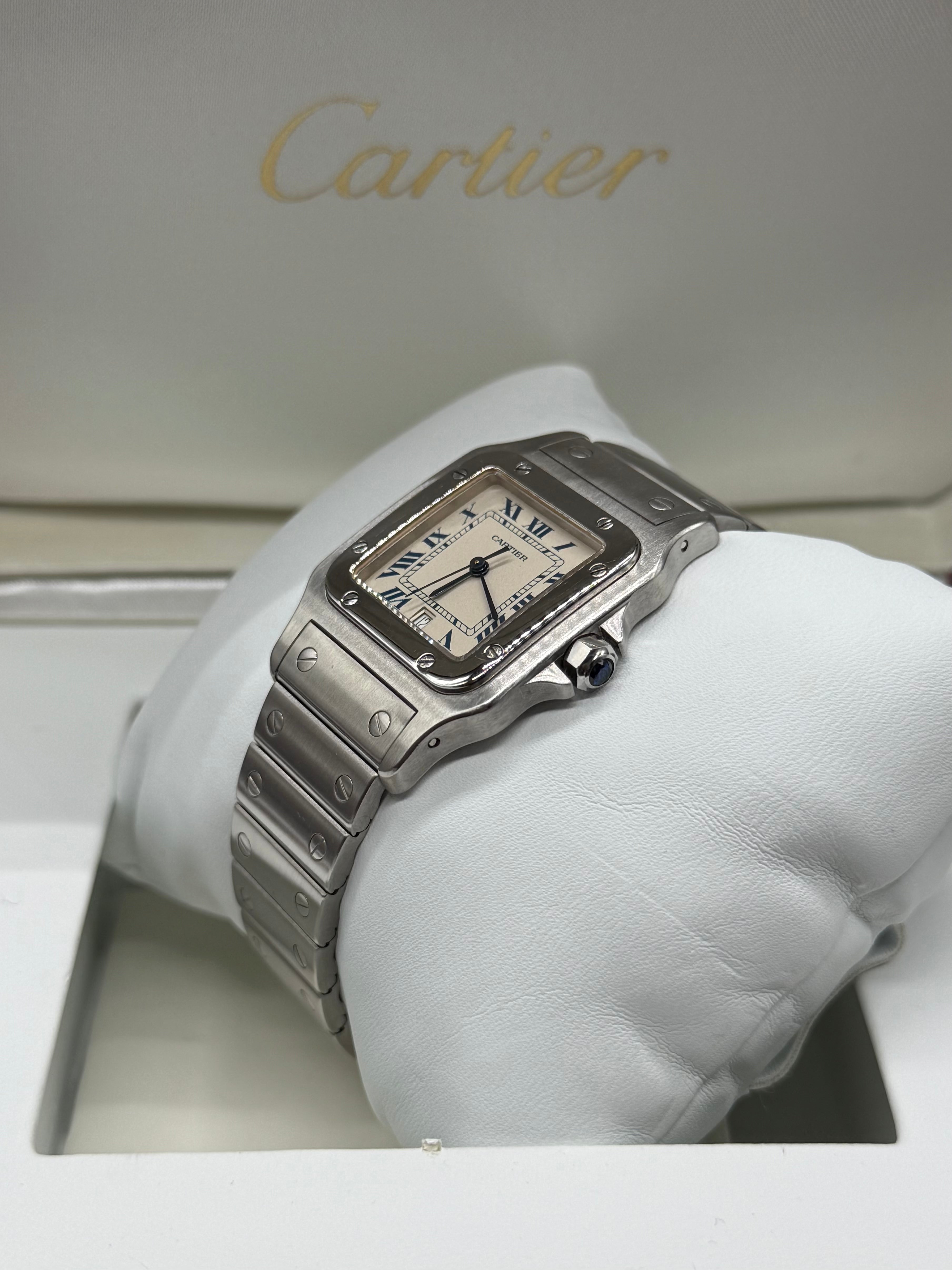 Cartier Santos Galbée 29mm Steel Quartz Ivory Dial Blue Roman Numerals