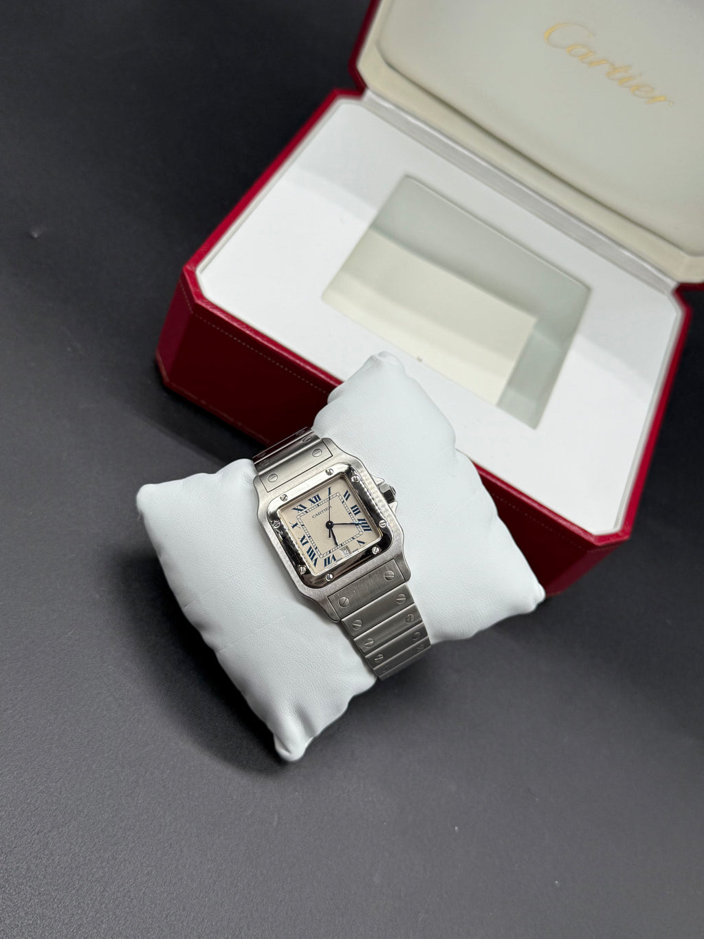 Cartier Santos Galbée 29mm Steel Quartz Ivory Dial Blue Roman Numerals