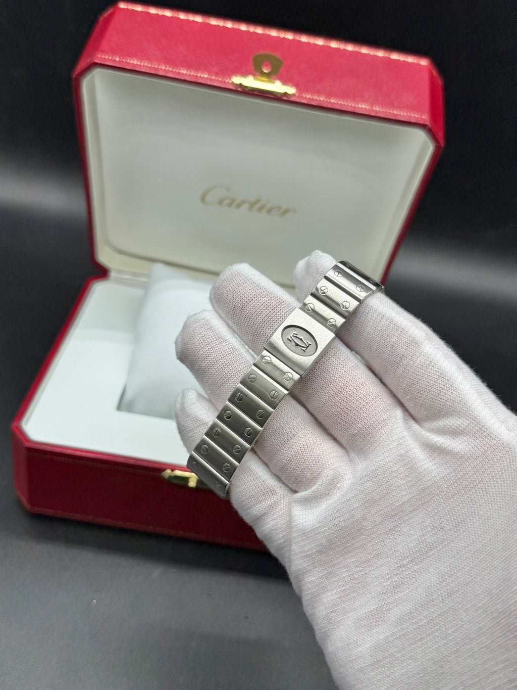 Cartier Santos Galbée 29mm Steel Quartz Ivory Dial Blue Roman Numerals
