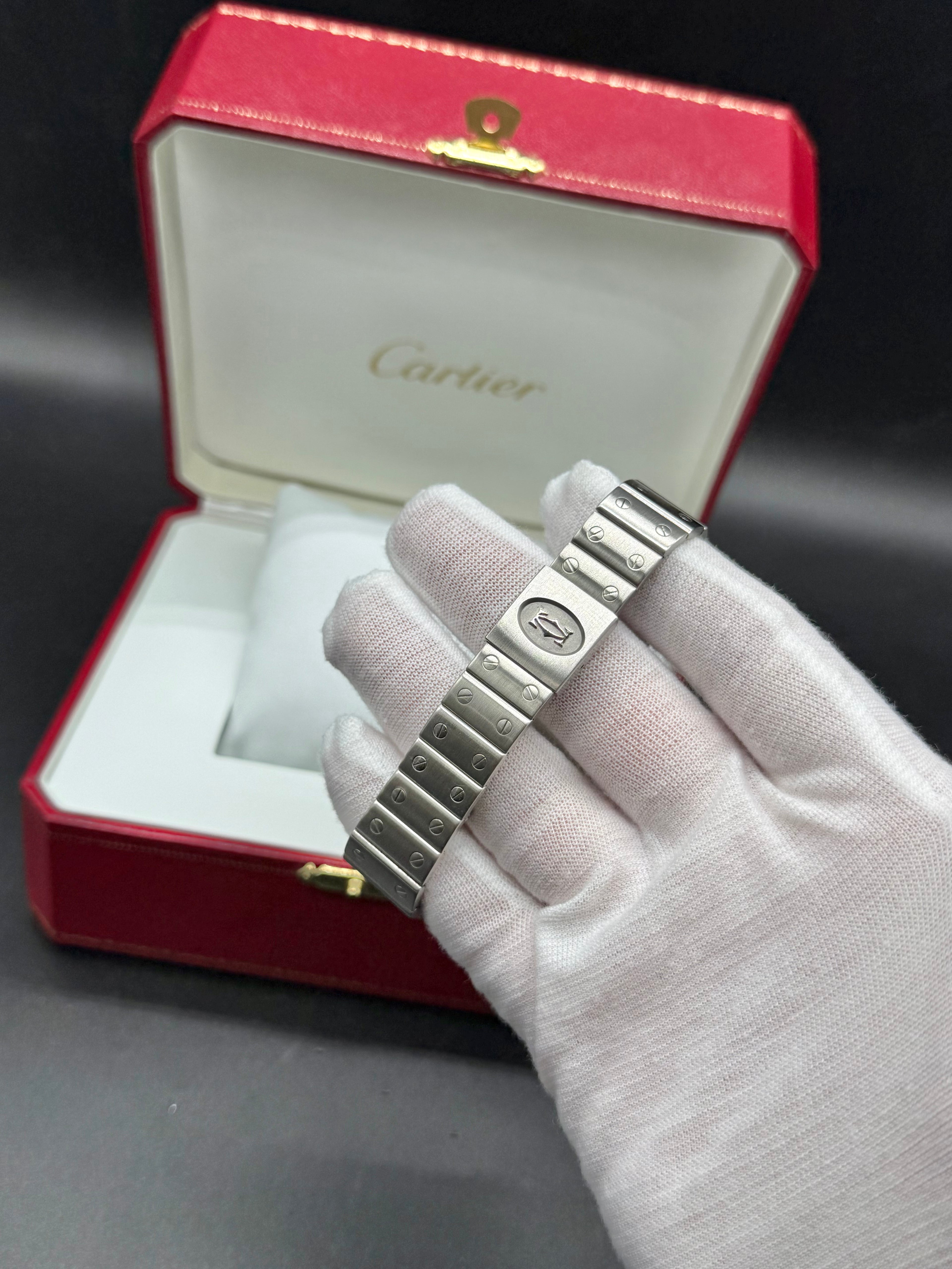 Cartier Santos Galbée 29mm Steel Quartz Ivory Dial Blue Roman Numerals