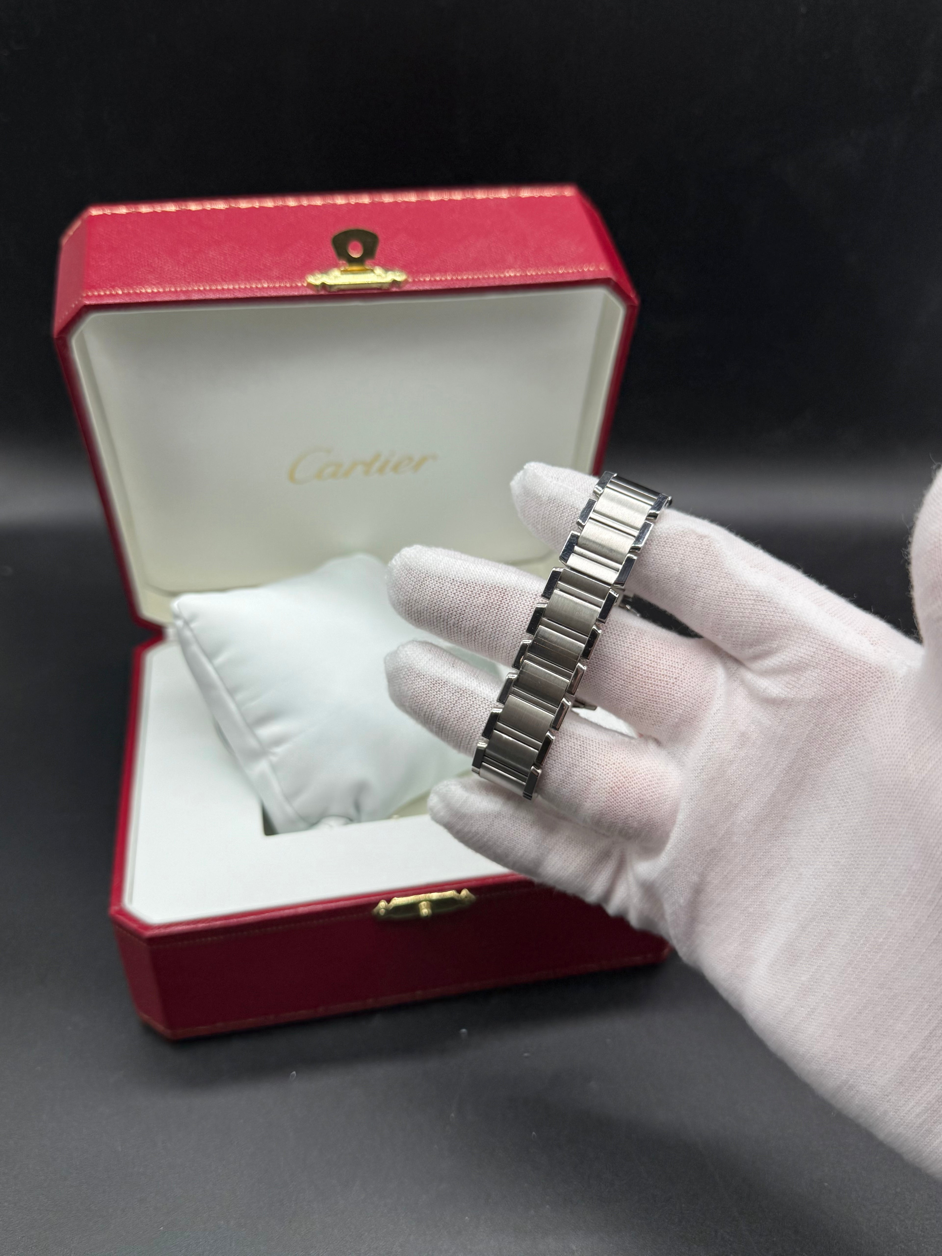 Cartier Tank Française Small 20mm Steel Diamond Bezel Pink MOP Dial