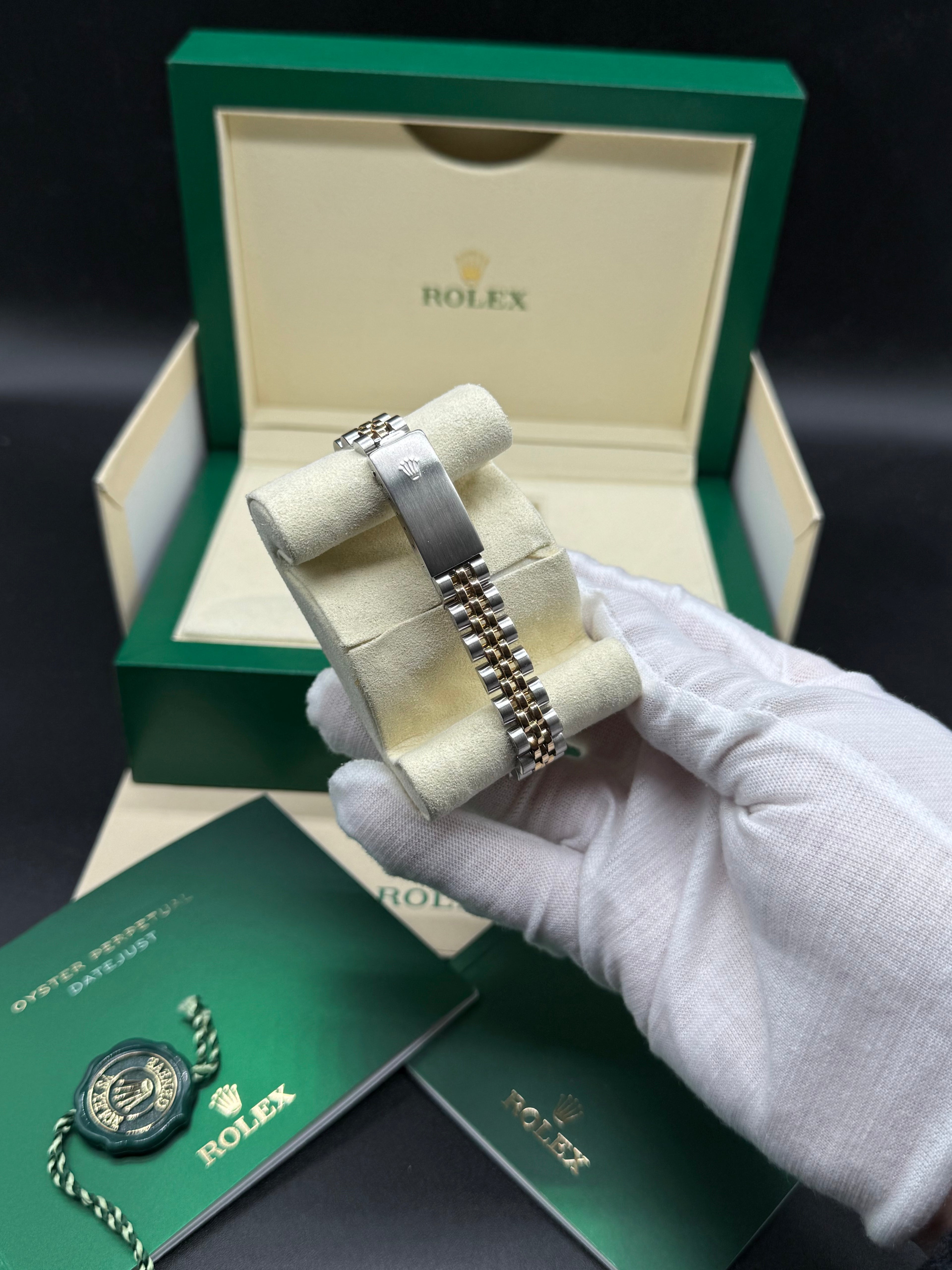 Rolex Lady-Datejust 26mm Two-Tone Steel & 18K Gold Turquoise Diamond Dial Diamond Bezel Jubilee Bracelet