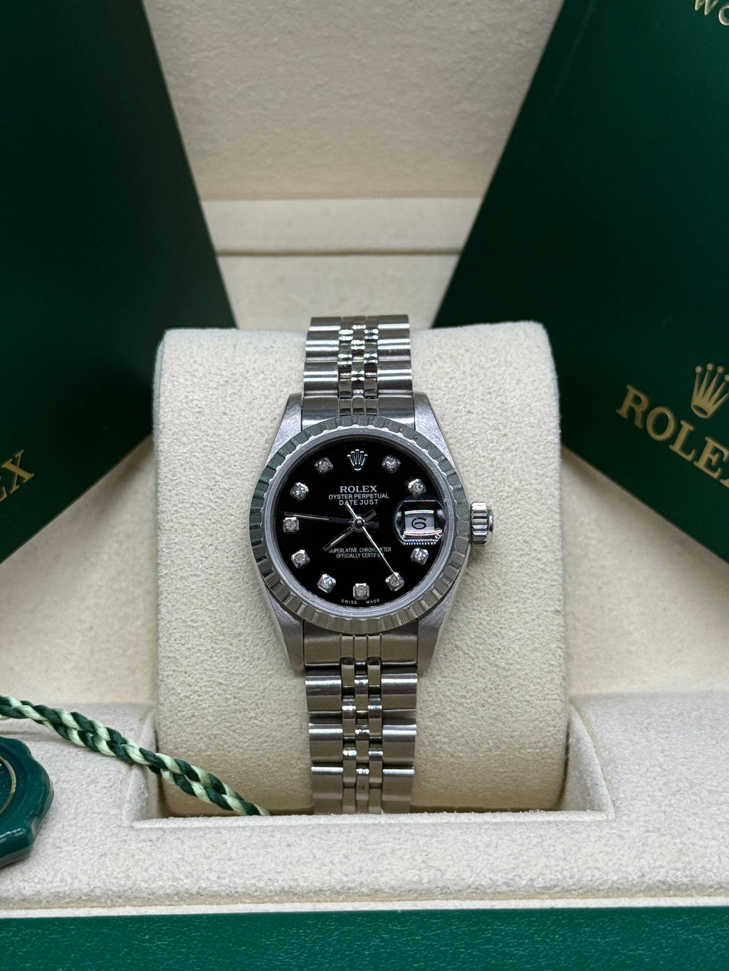 Rolex Datejust 26mm Steel Black Diamond Dial Jubilee Bracelet