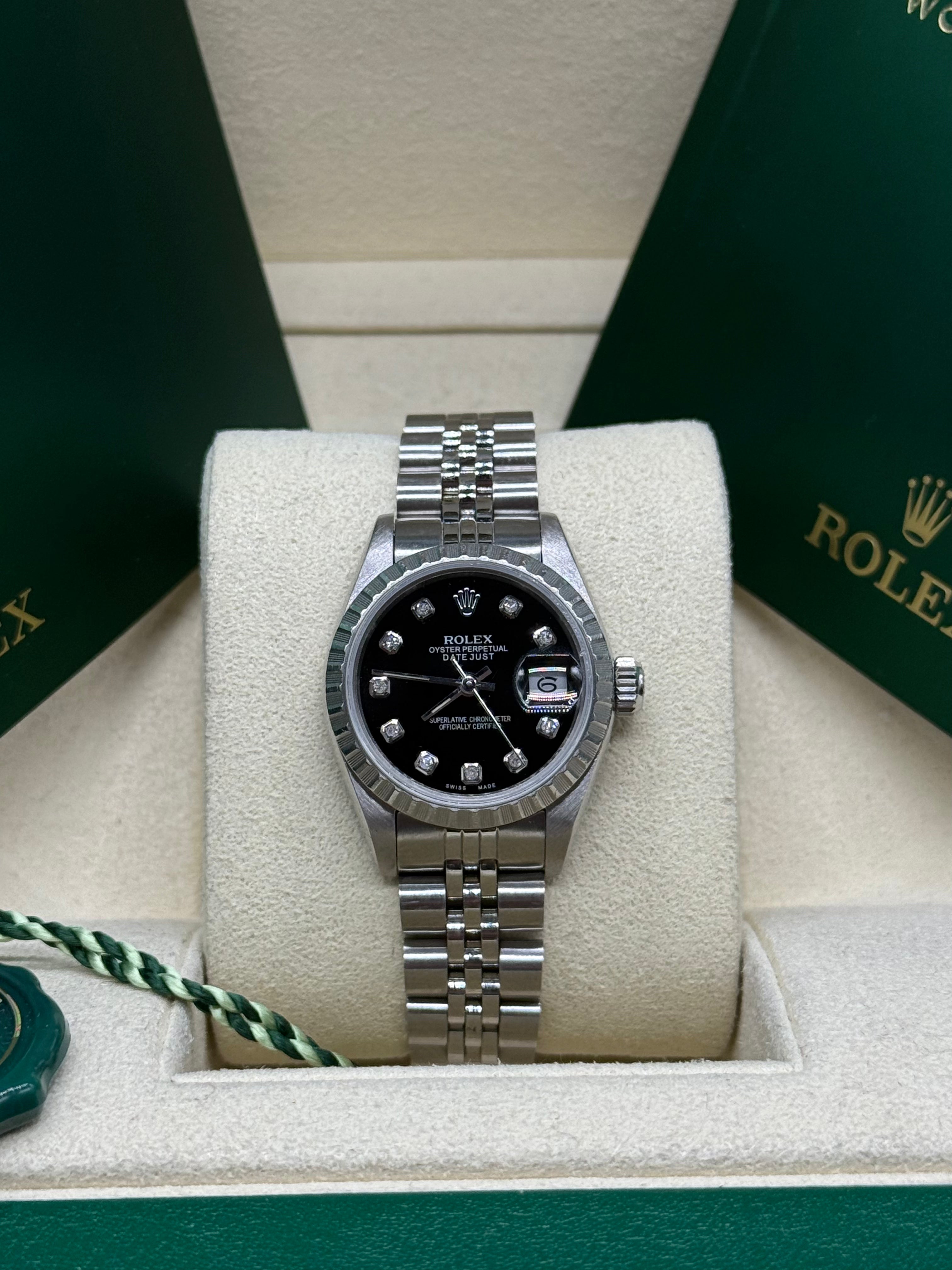 Rolex Datejust 26mm Steel Black Diamond Dial Jubilee Bracelet
