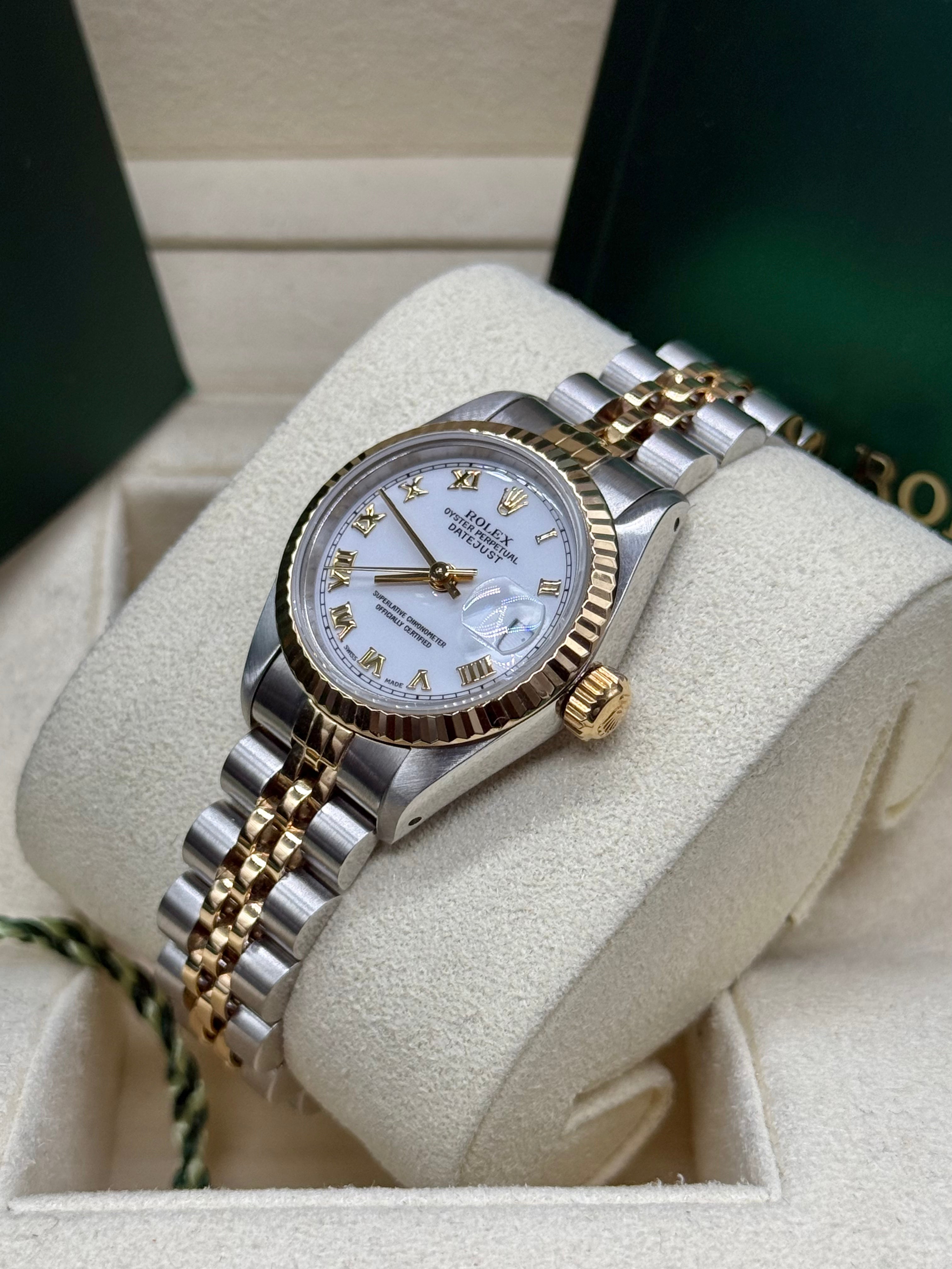 Rolex Datejust 26mm Two-Tone Steel & 18K Gold White Roman Numeral Dial Jubilee Bracelet