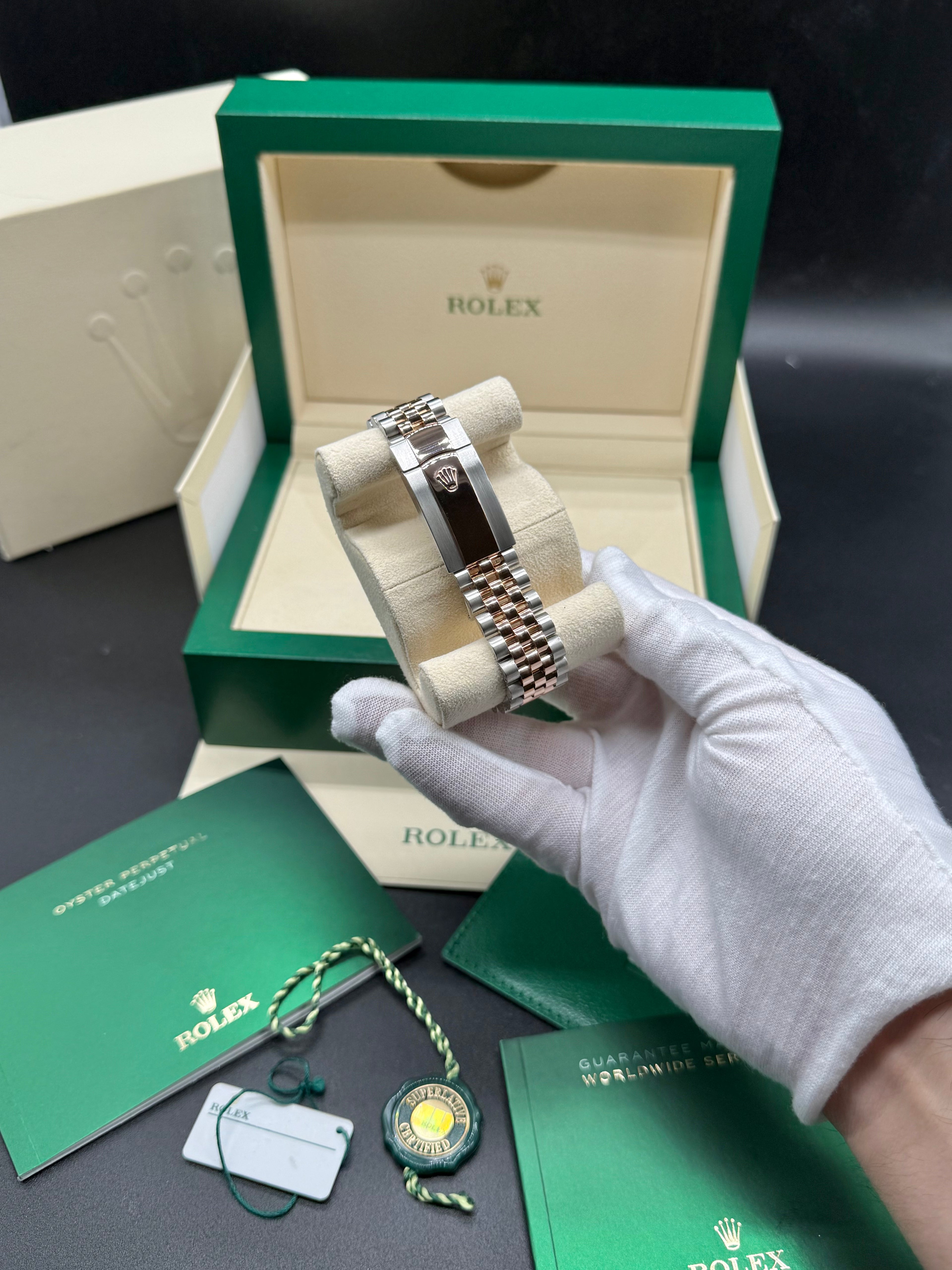 Rolex Datejust 41mm Two-Tone Stainless Steel & 18K Everose Gold Chocolate Dial Fluted Bezel Jubilee Bracelet