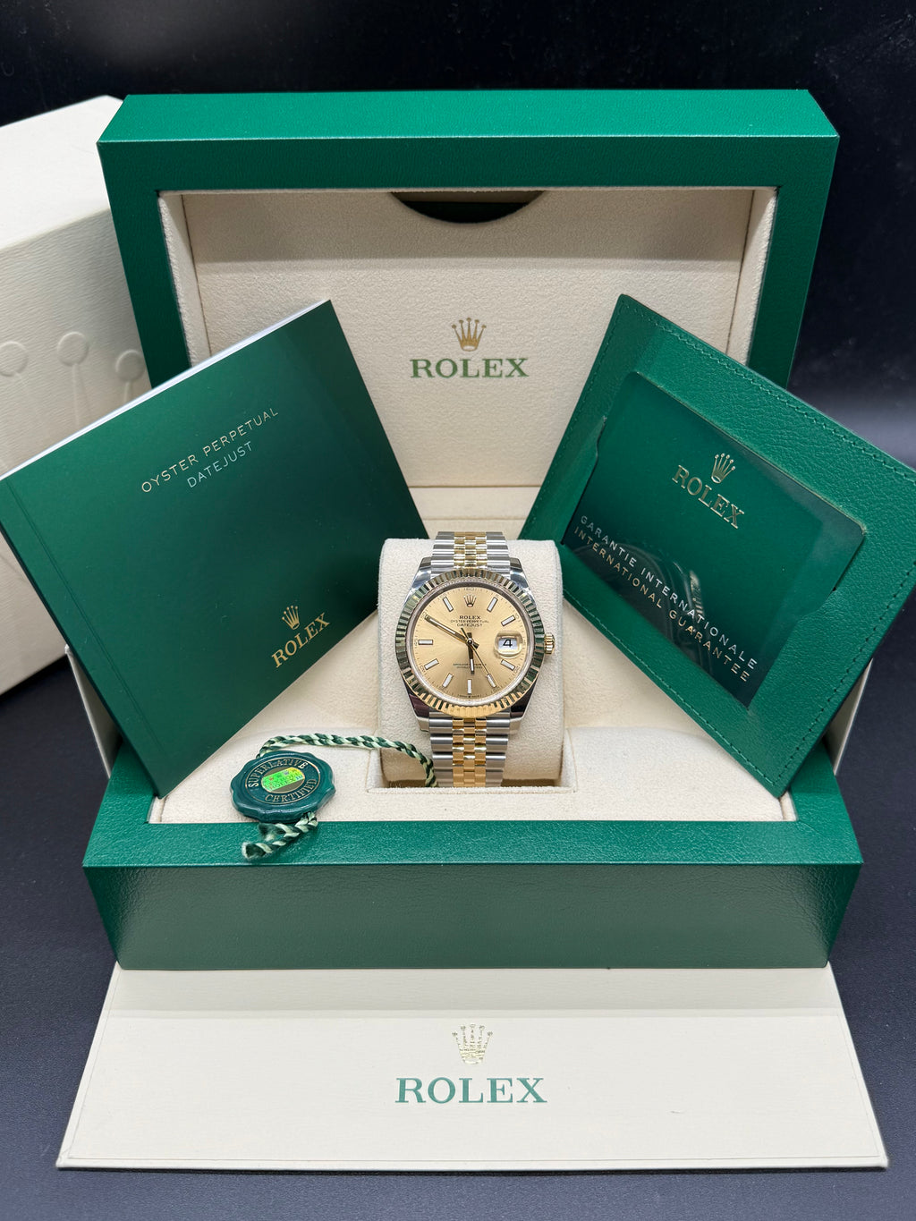 Rolex Datejust 41mm Two-Tone Stainless Steel & 18K Yellow Gold Champagne Dial Fluted Bezel Jubilee Bracele