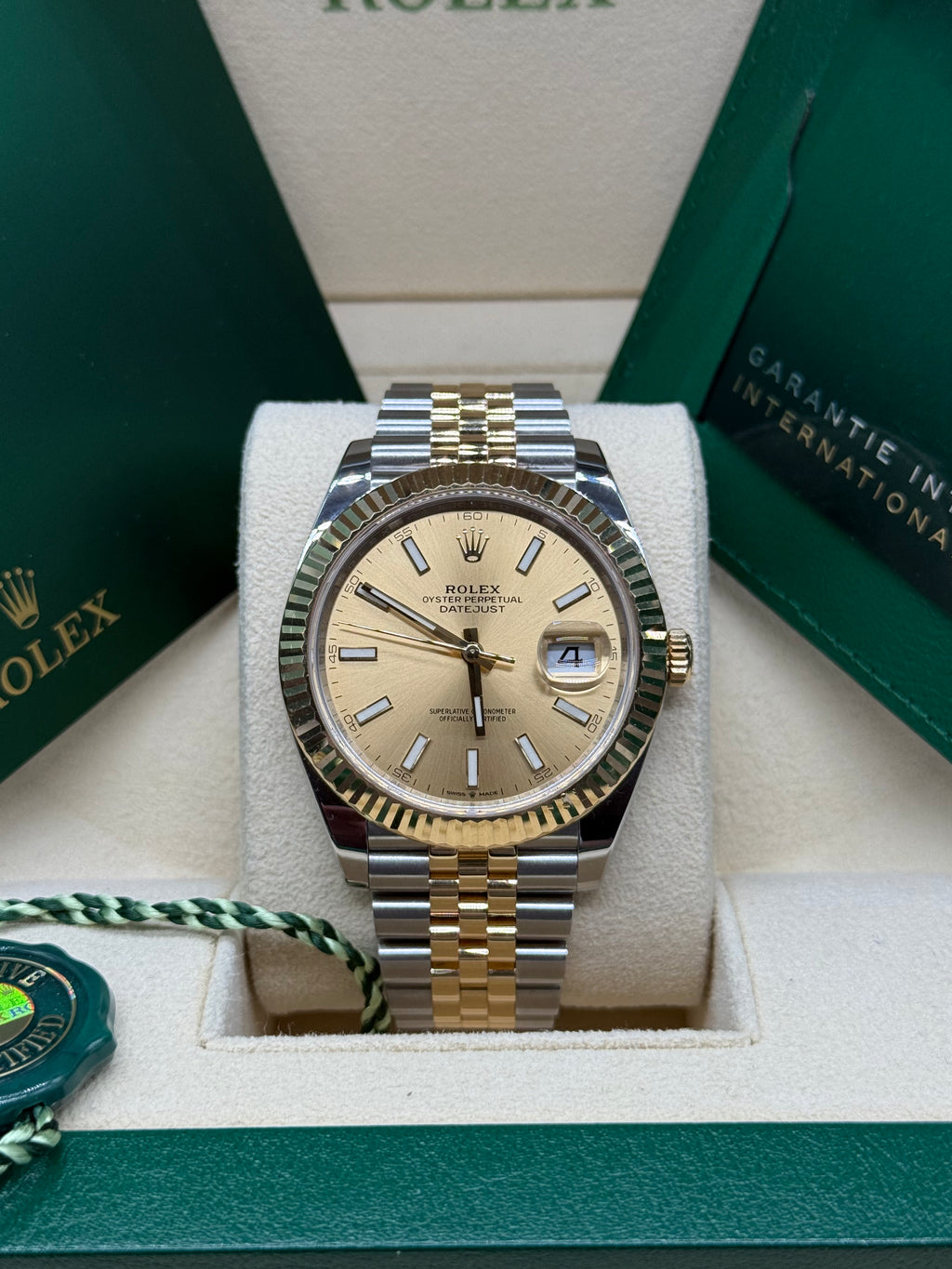 Rolex Datejust 41mm Two-Tone Stainless Steel & 18K Yellow Gold Champagne Dial Fluted Bezel Jubilee Bracele