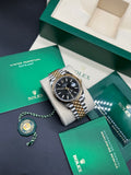 Rolex Datejust 41mm Two-Tone Stainless Steel & 18K Gold Black Dial Fluted Bezel Jubilee Bracelet