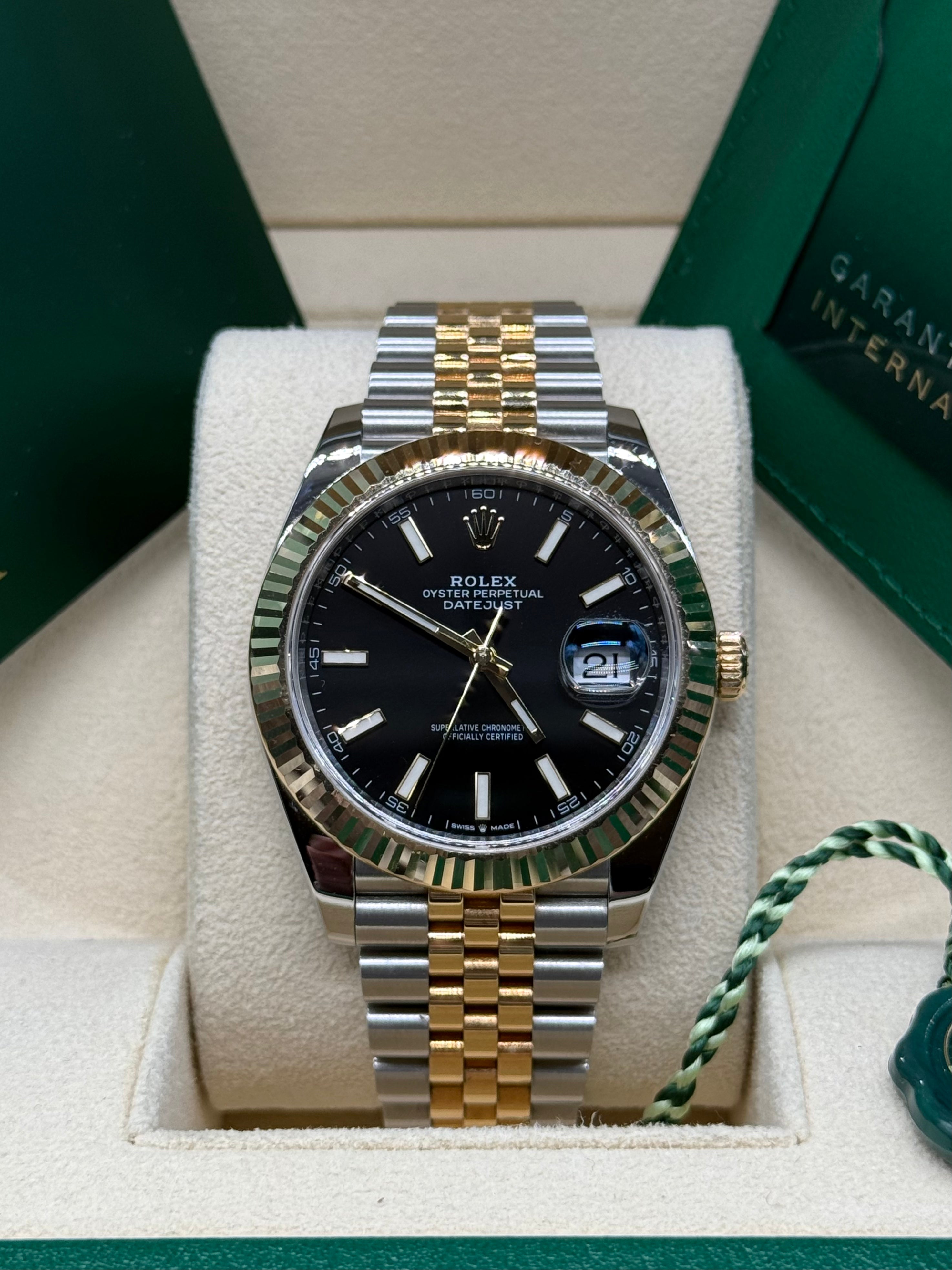 Rolex Datejust 41mm Two-Tone Stainless Steel & 18K Gold Black Dial Fluted Bezel Jubilee Bracelet