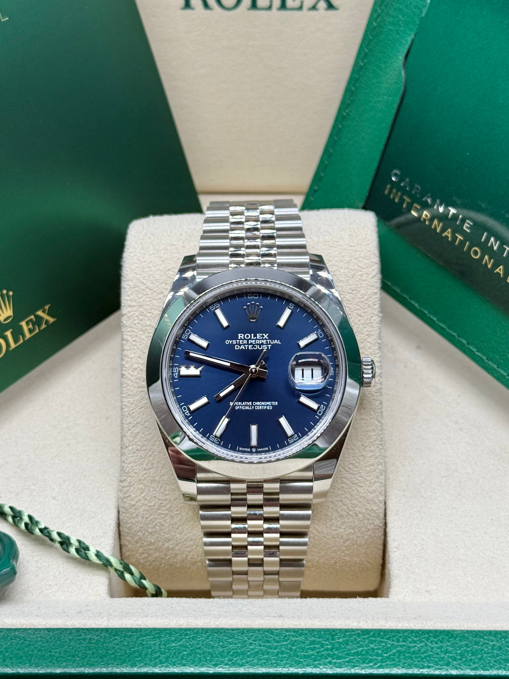 Rolex Datejust 41mm Stainless Steel Blue Dial Smooth Bezel Jubilee Bracelet