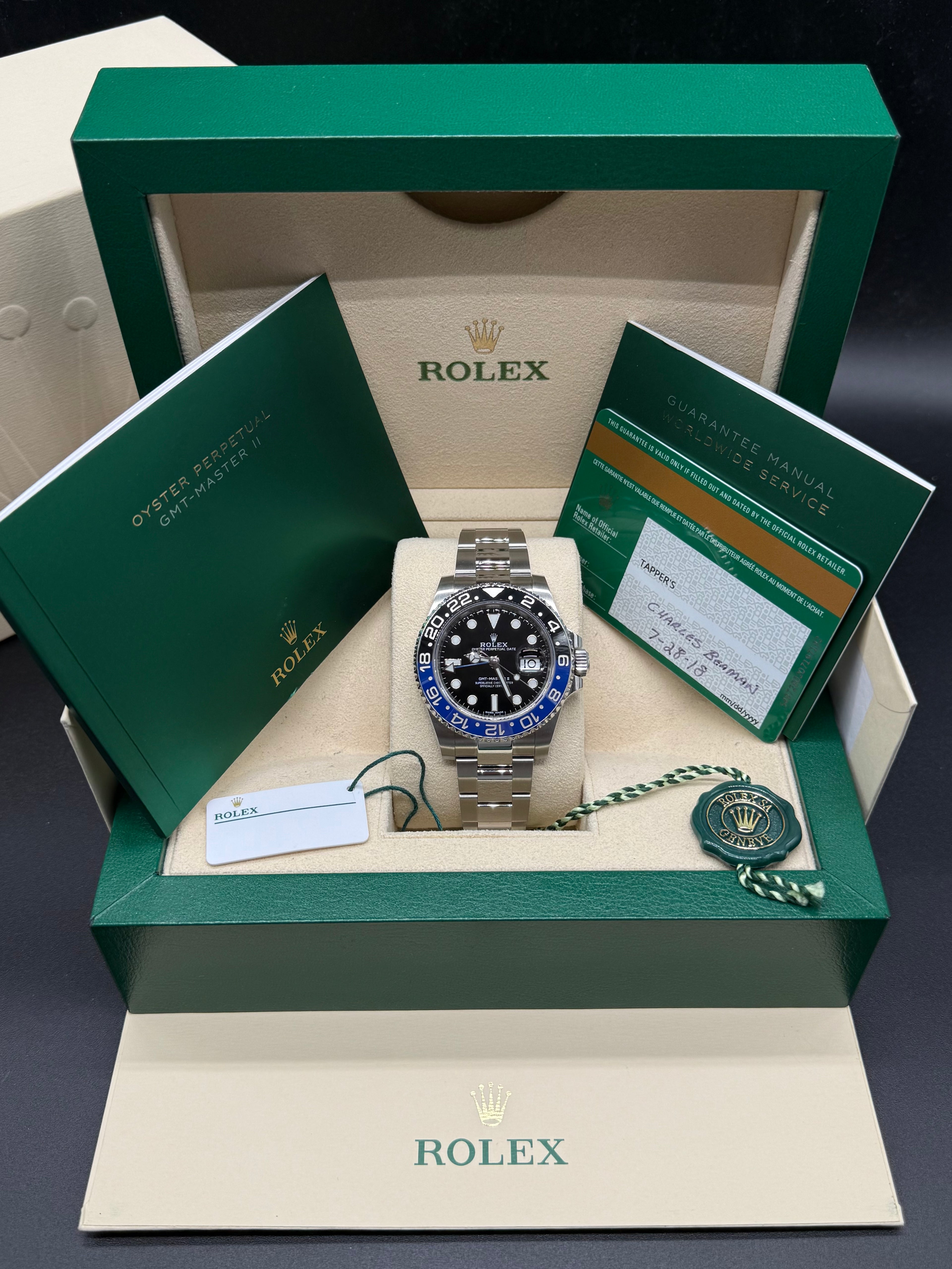 Rolex GMT-Master II 40mm Stainless Steel Black Dial Black & Blue Ceramic Bezel Oyster Bracelet