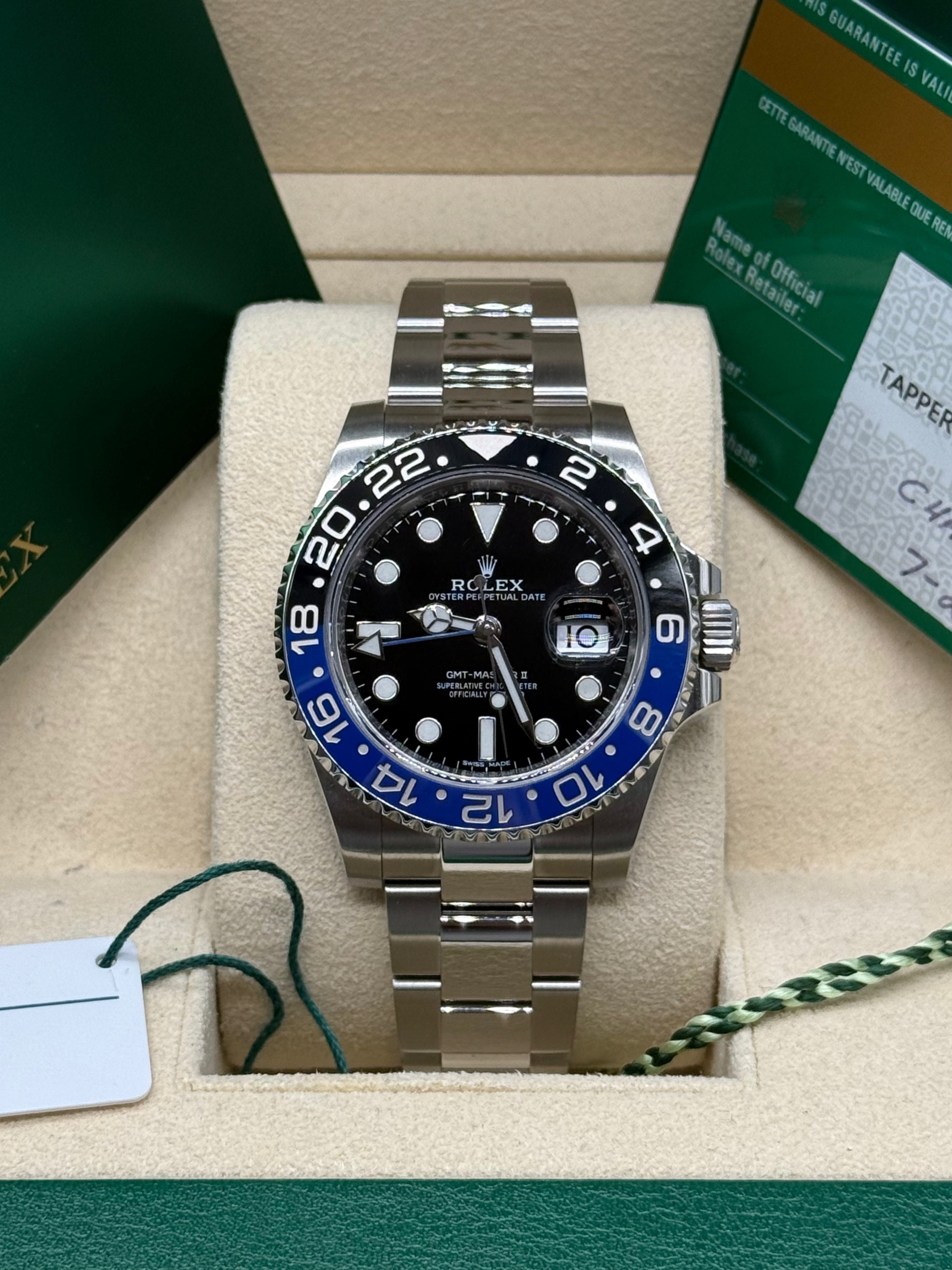 Rolex GMT-Master II 40mm Stainless Steel Black Dial Black & Blue Ceramic Bezel Oyster Bracelet