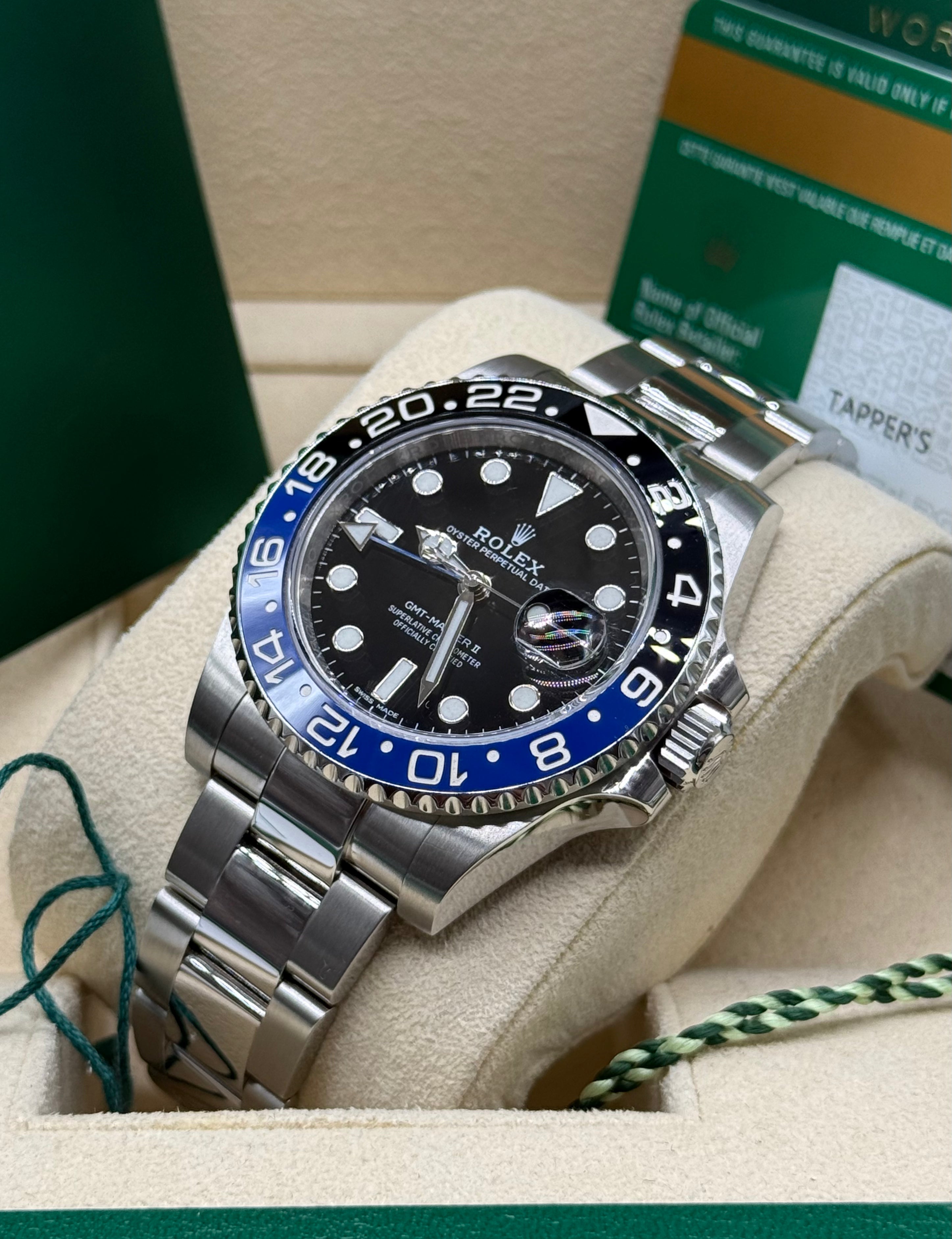 Rolex GMT-Master II 40mm Stainless Steel Black Dial Black & Blue Ceramic Bezel Oyster Bracelet