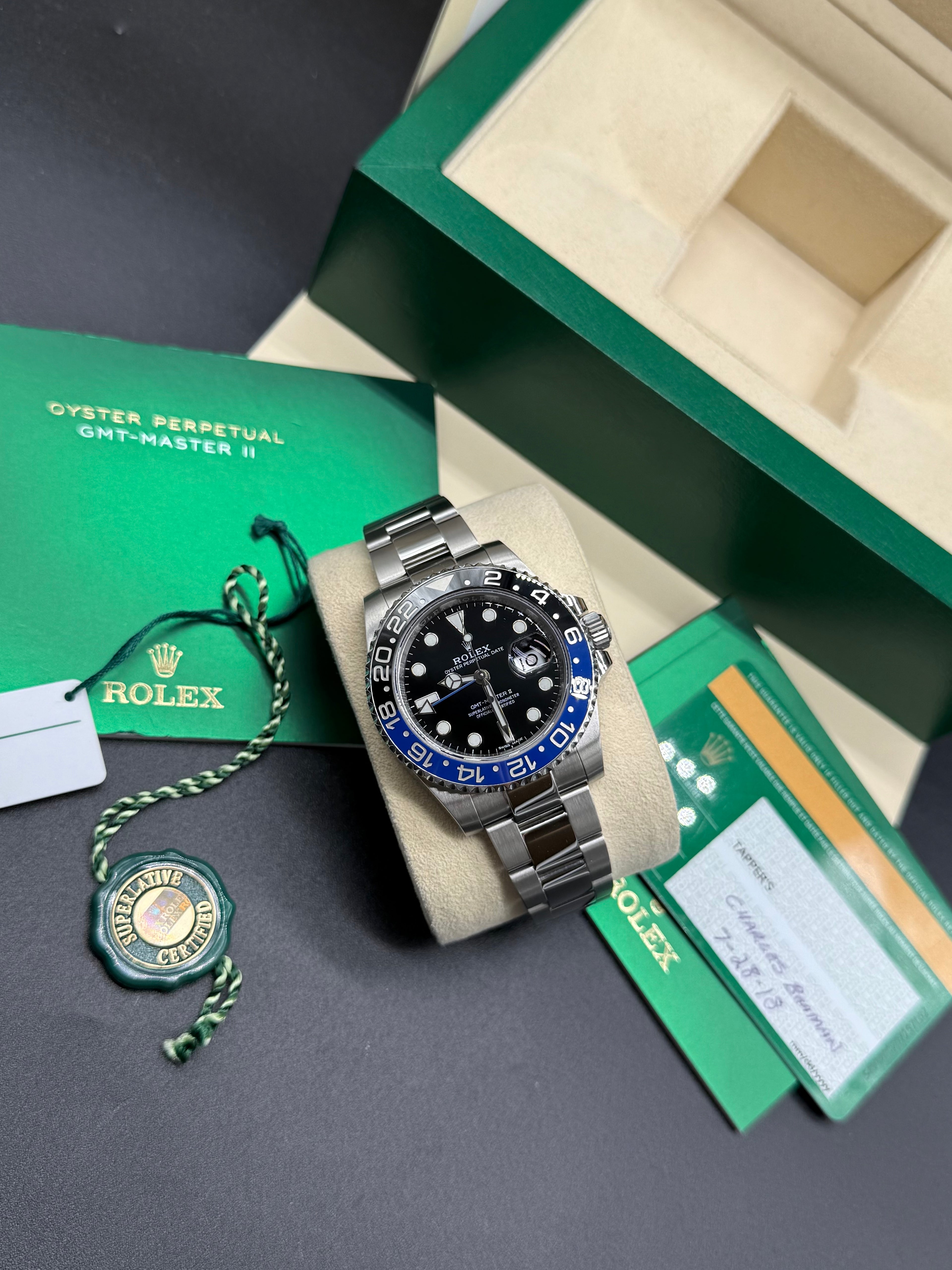Rolex GMT-Master II 40mm Stainless Steel Black Dial Black & Blue Ceramic Bezel Oyster Bracelet