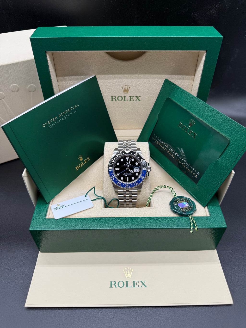 Rolex GMT-Master II 40mm Stainless Steel Batgirl Black & Blue Ceramic Bezel