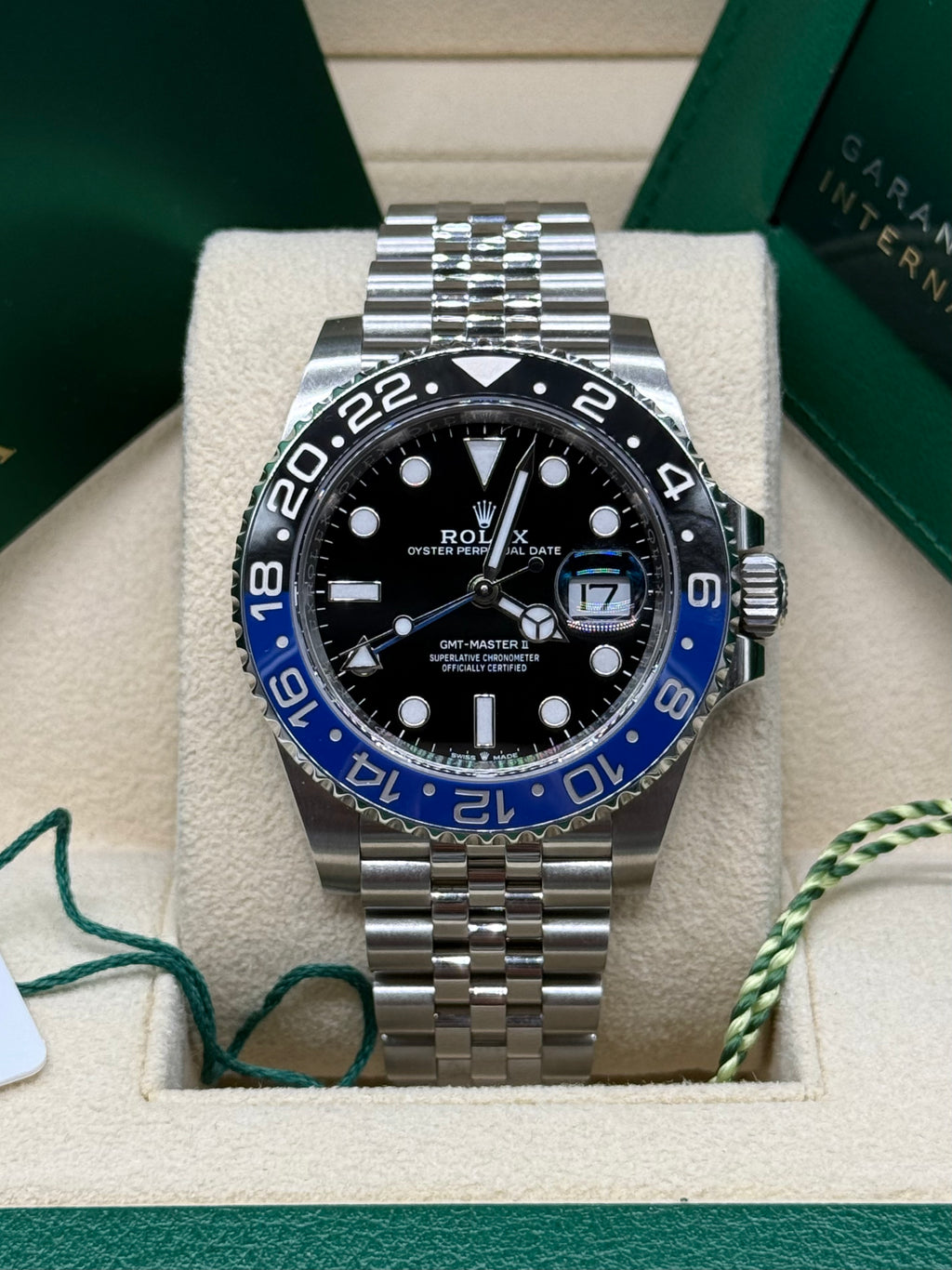 Rolex GMT-Master II 40mm Stainless Steel Batgirl Black & Blue Ceramic Bezel