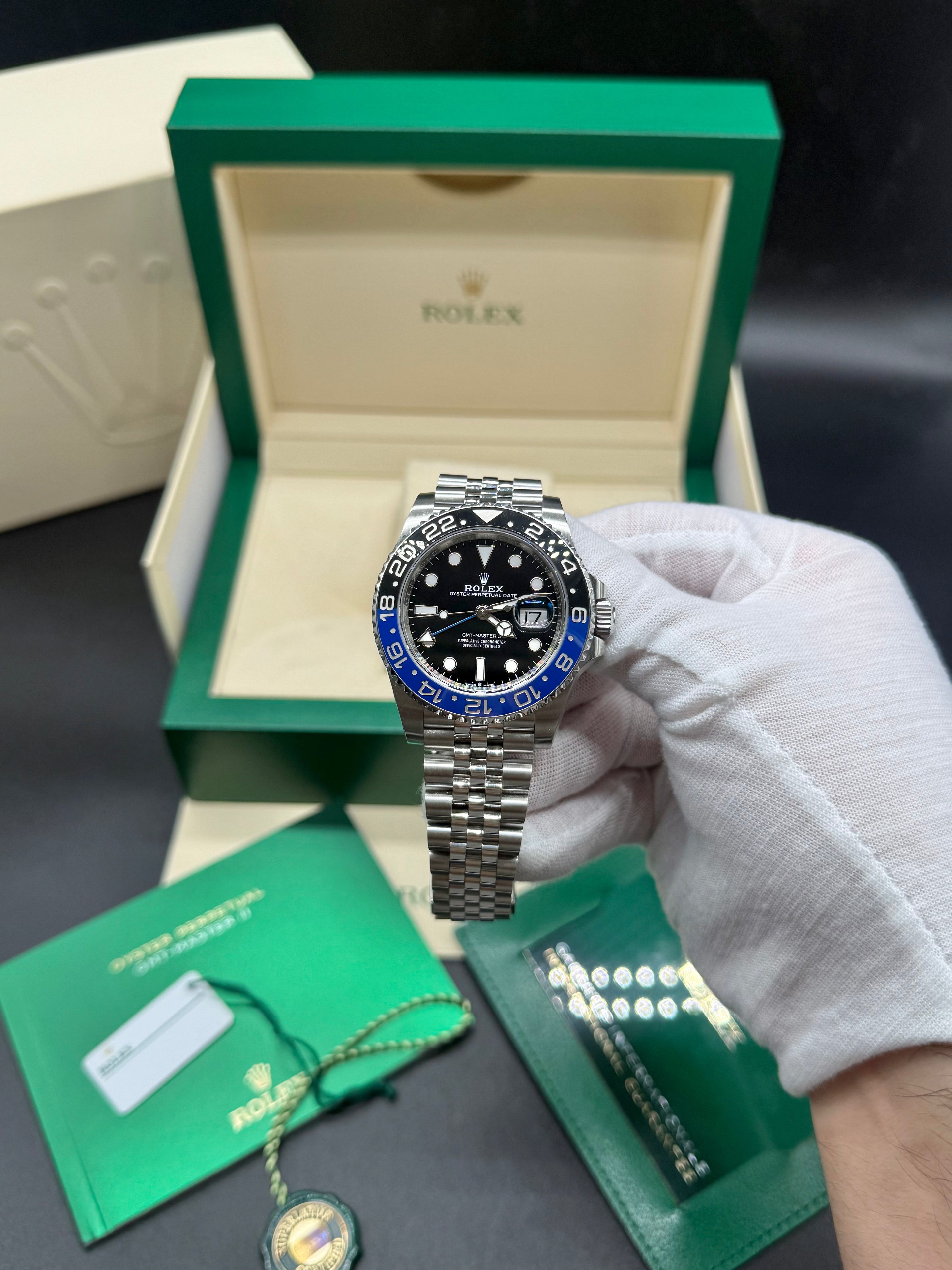 Rolex GMT-Master II 40mm Stainless Steel Batgirl Black & Blue Ceramic Bezel