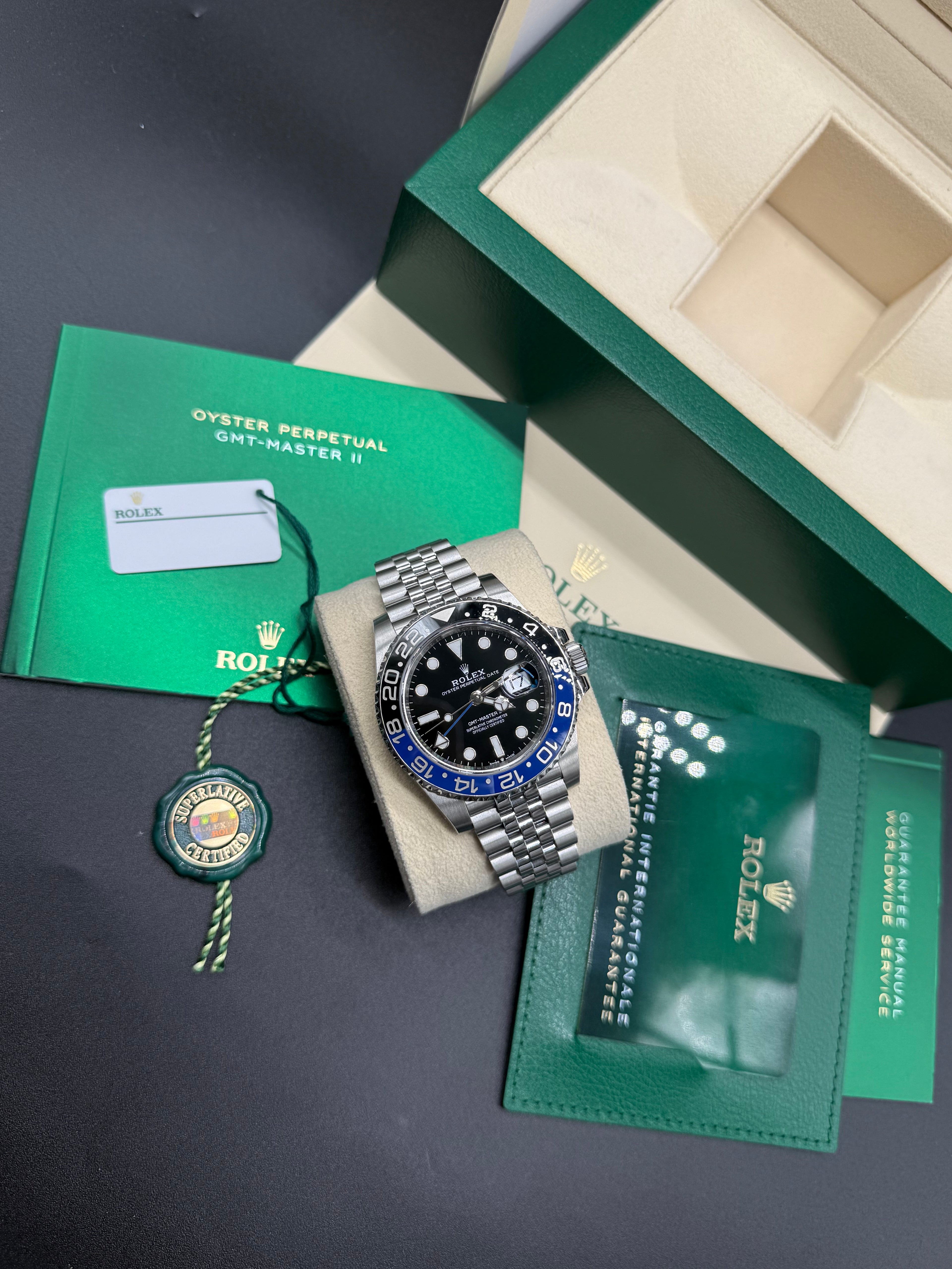 Rolex GMT-Master II 40mm Stainless Steel Batgirl Black & Blue Ceramic Bezel