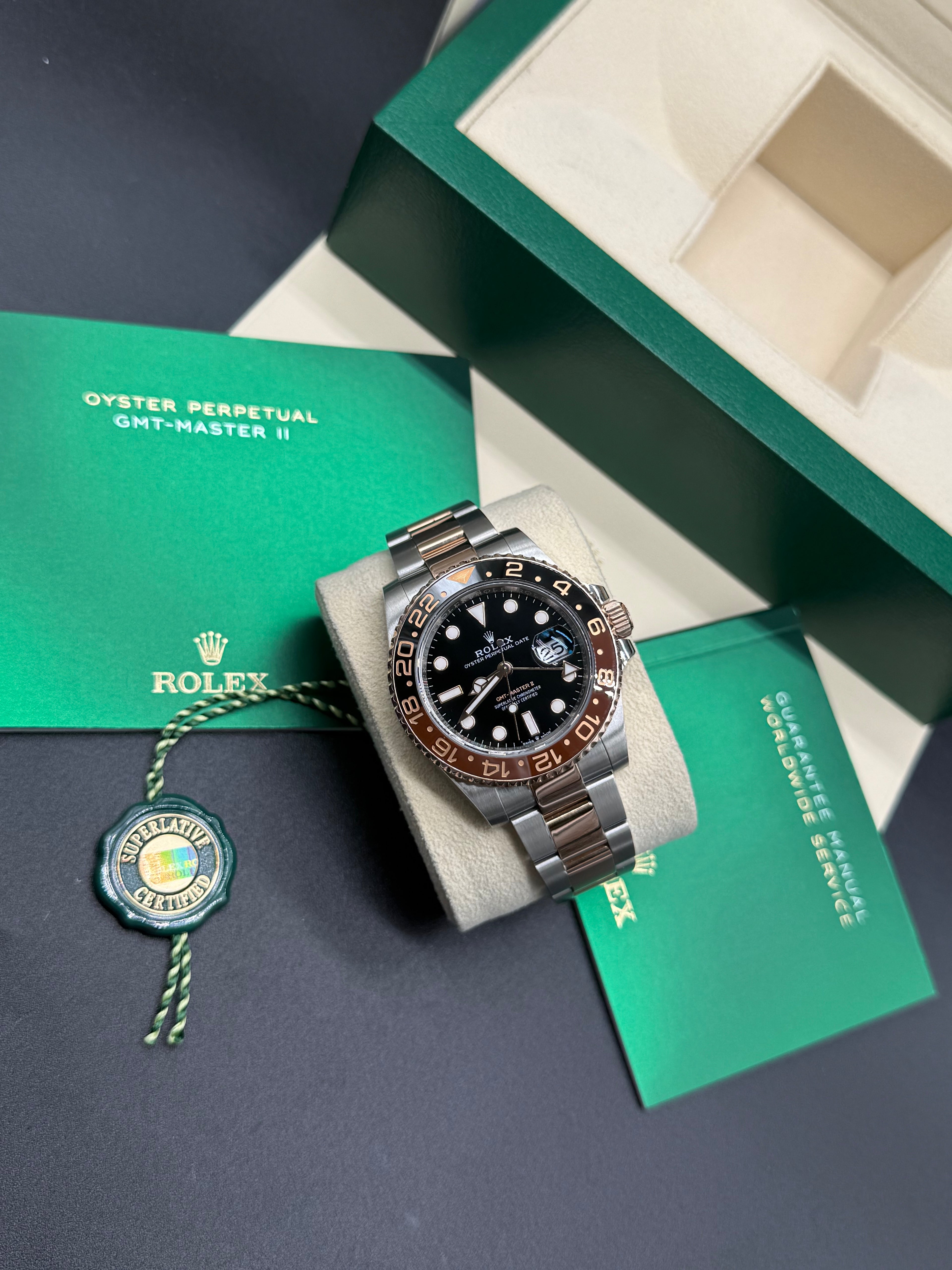 Rolex GMT-Master II "Rootbeer" 40mm Two-Tone Stainless Steel & 18K Everose Gold Black Dial Black & Brown Ceramic Bezel Oyster Bracelet