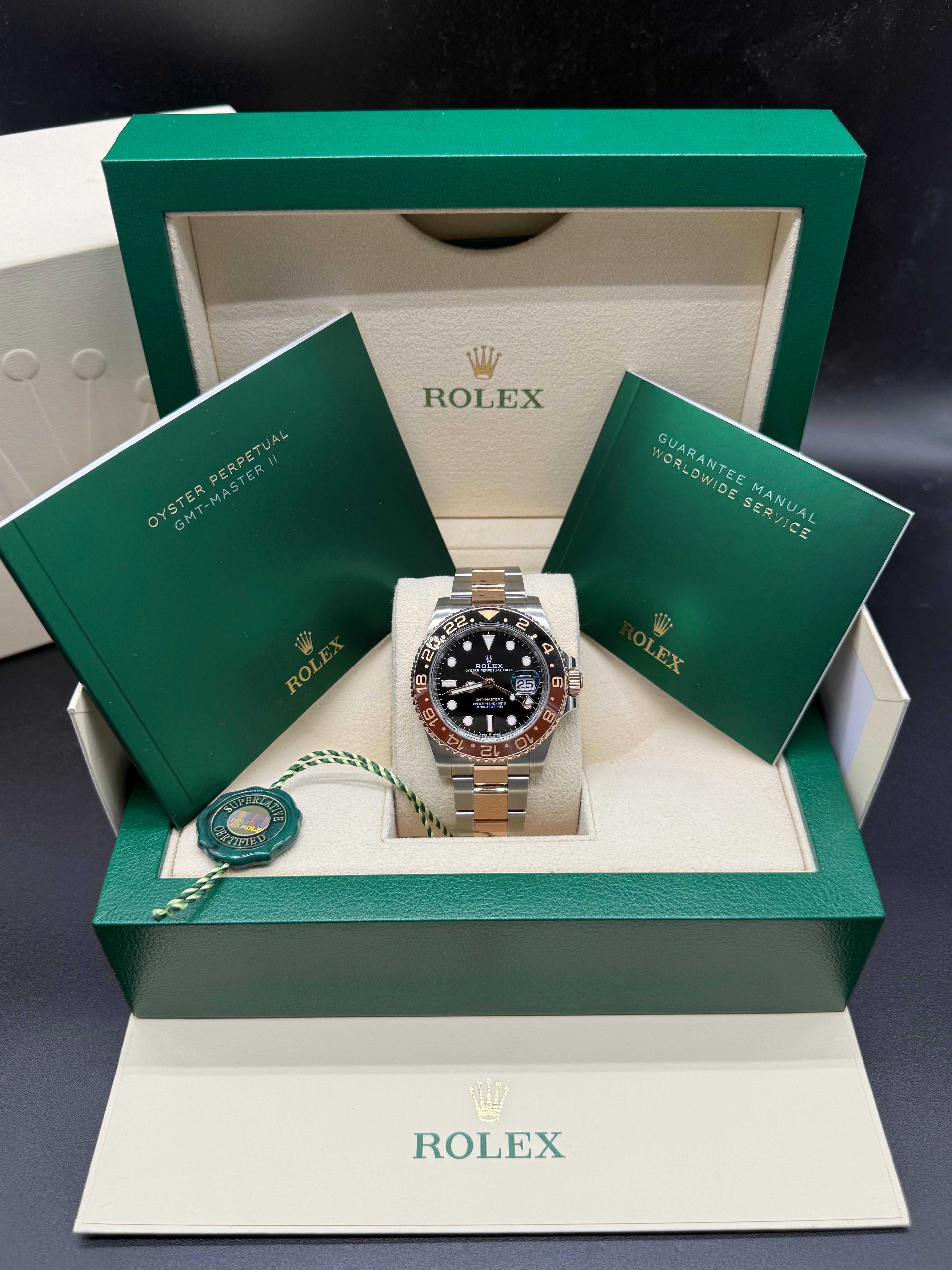 Rolex GMT-Master II "Rootbeer" 40mm Two-Tone Stainless Steel & 18K Everose Gold Black Dial Black & Brown Ceramic Bezel Oyster Bracelet