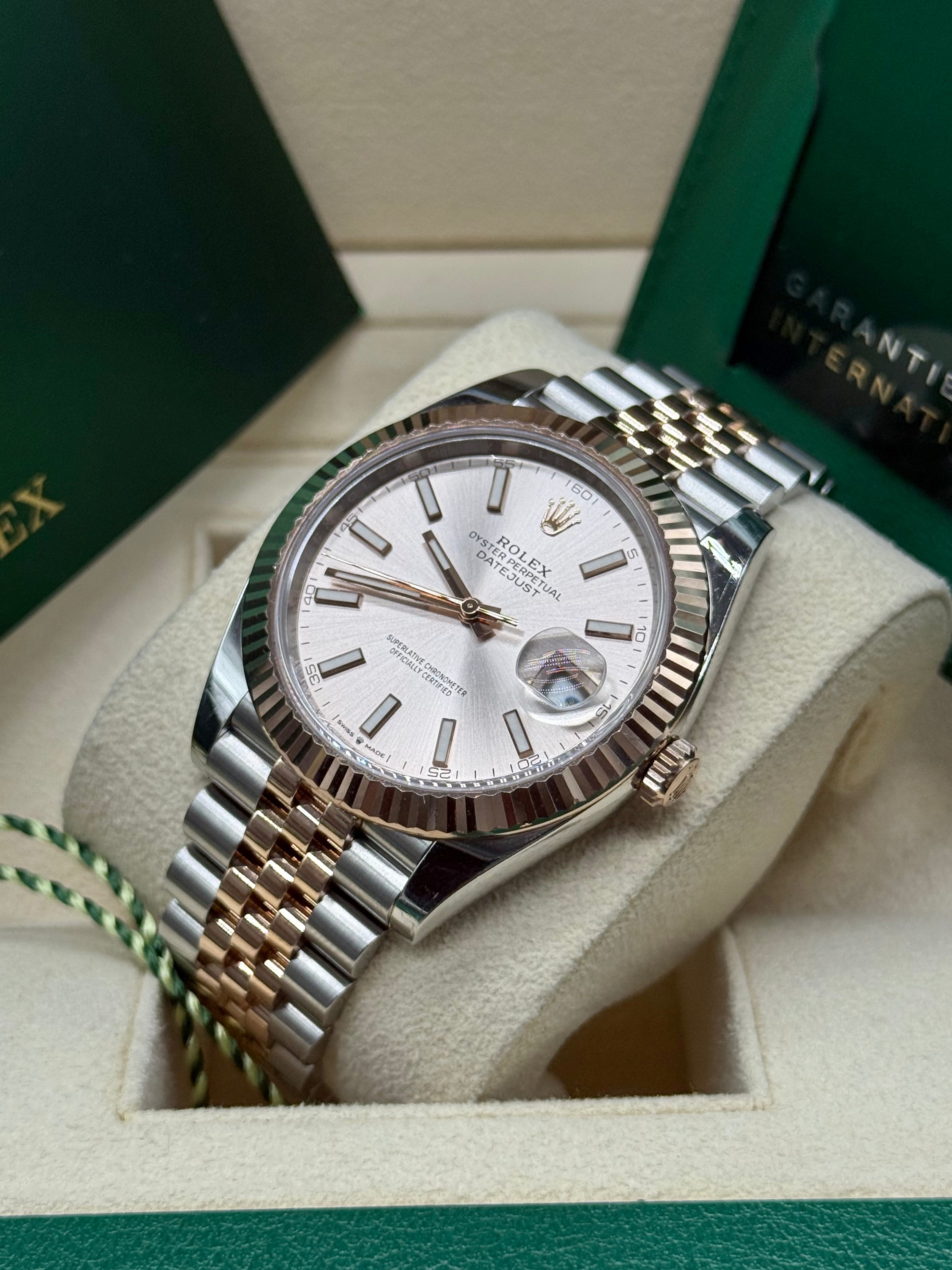 Rolex Datejust 41mm Two-Tone Stainless Steel & 18K Everose Gold Sundust Dial Fluted Bezel Jubilee Bracelet