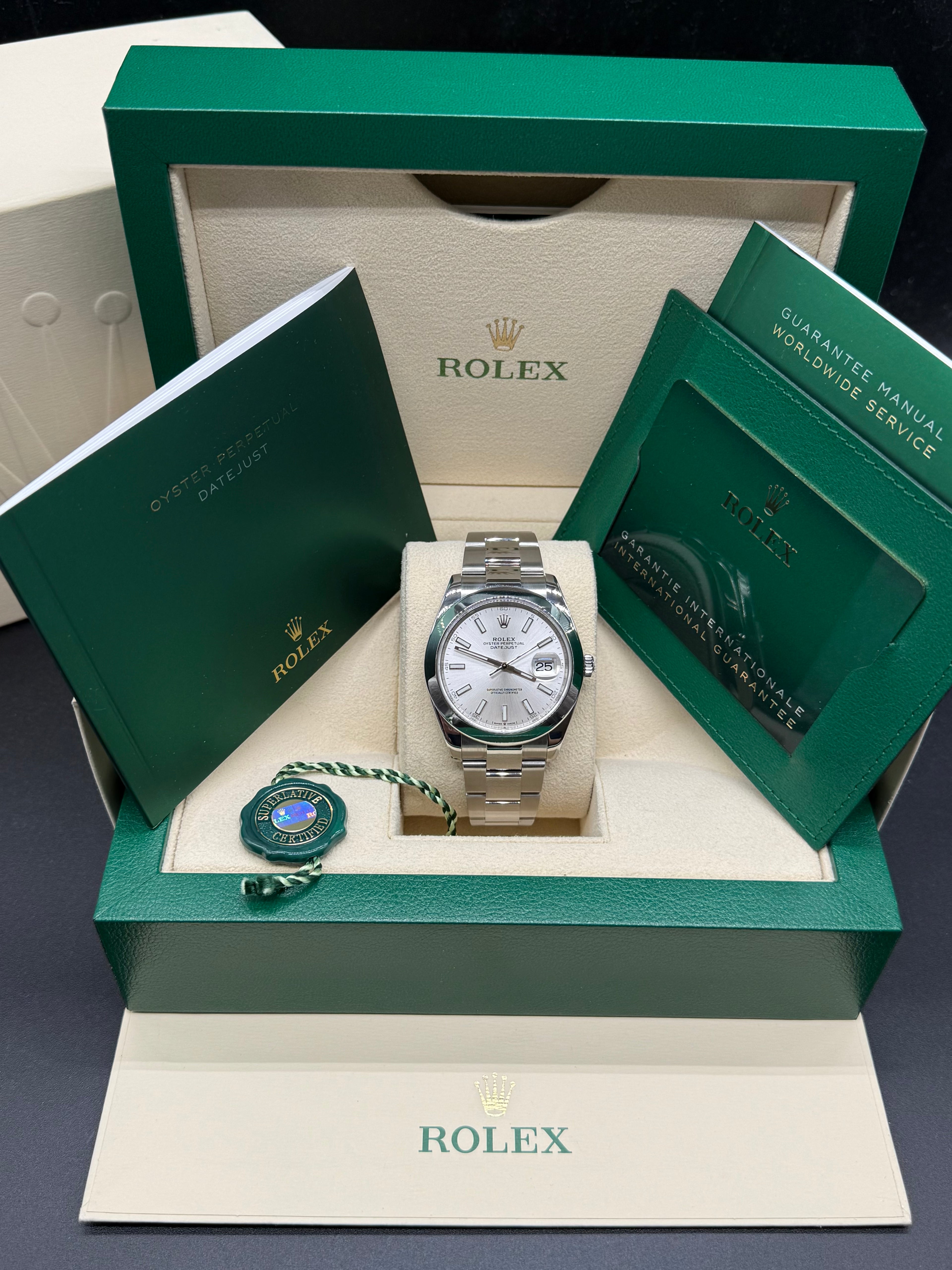 Rolex Datejust 41mm Stainless Steel Silver Dial Smooth Bezel Oyster Bracelet