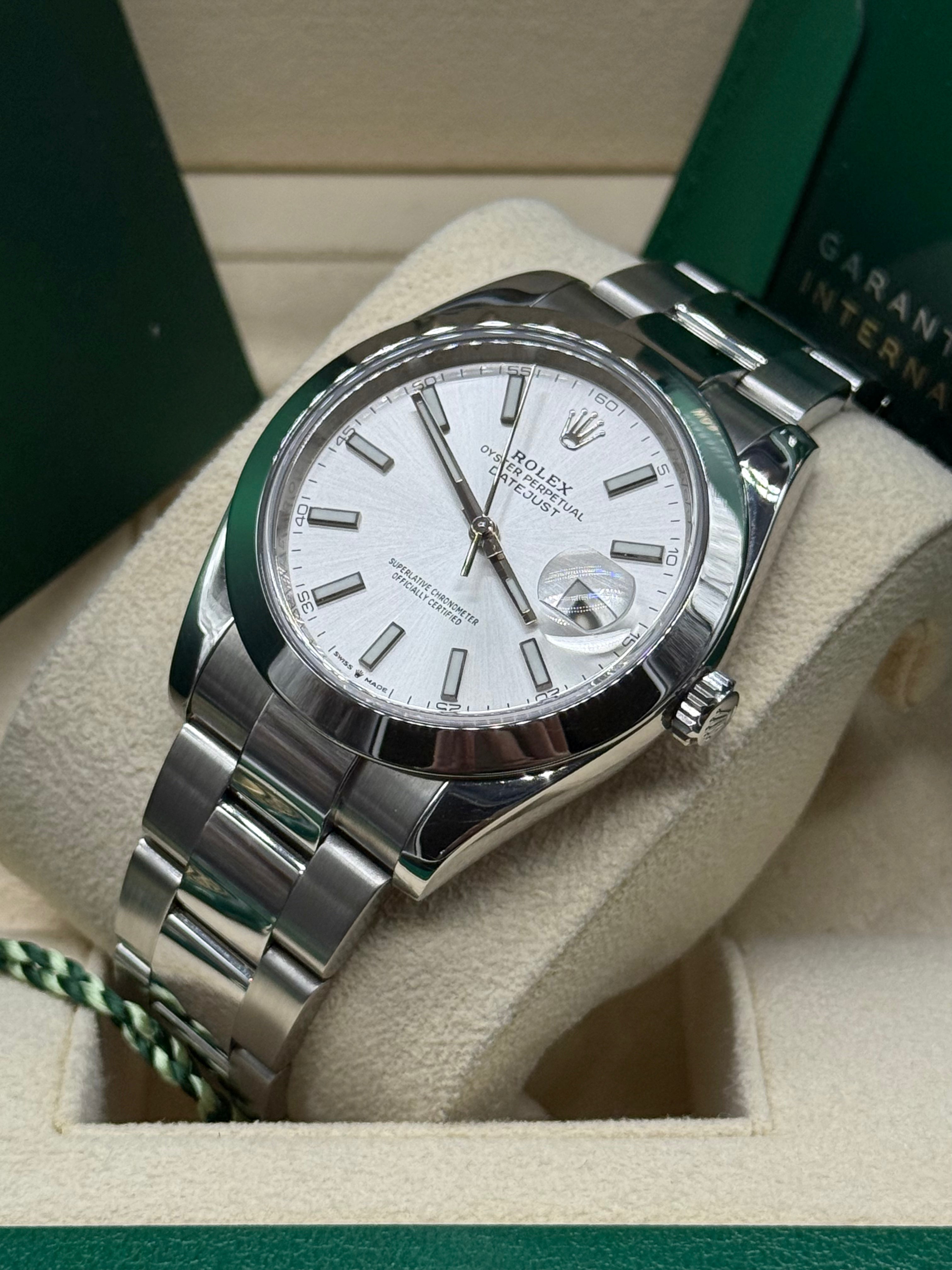 Rolex Datejust 41mm Stainless Steel Silver Dial Smooth Bezel Oyster Bracelet