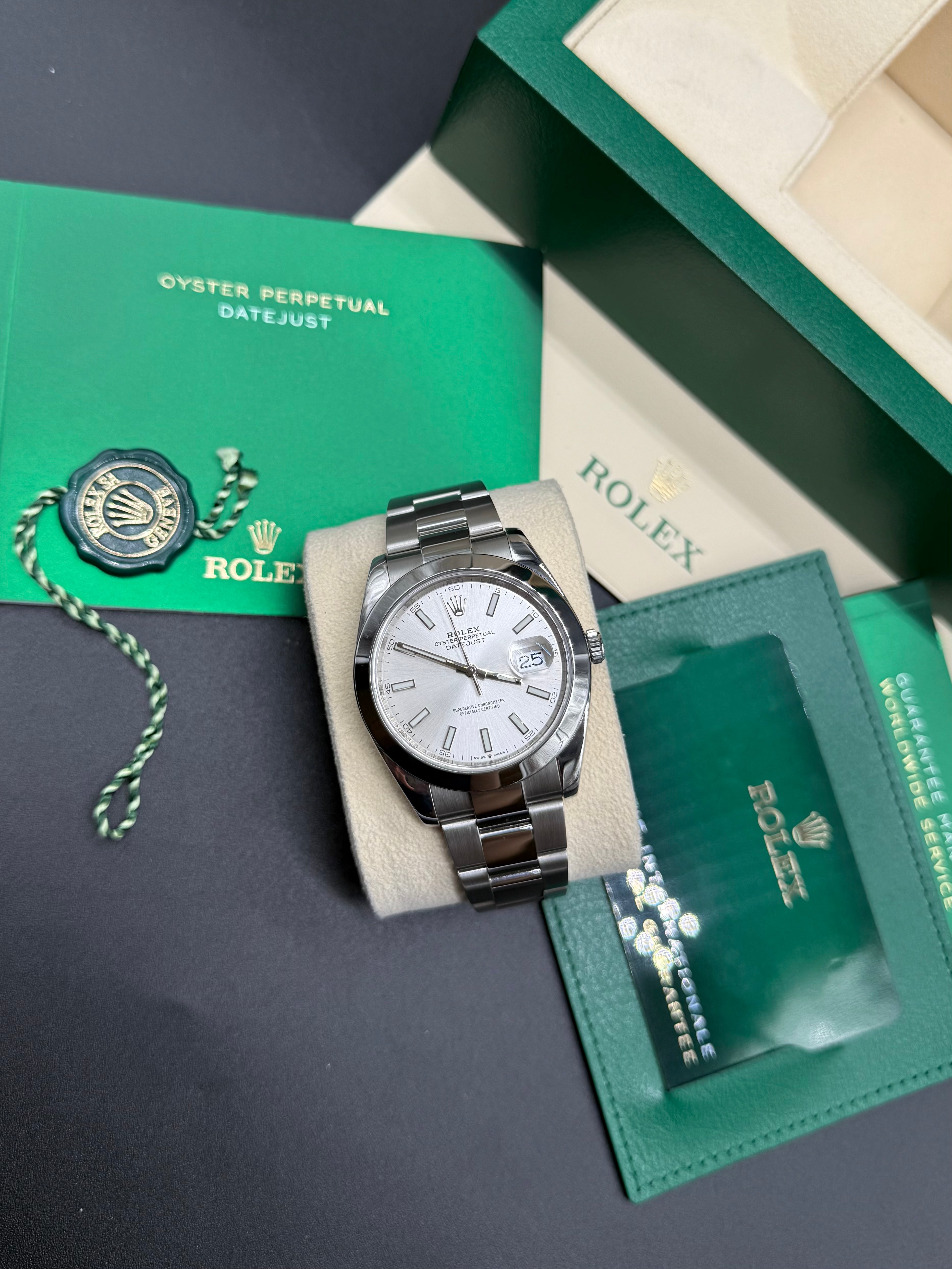 Rolex Datejust 41mm Stainless Steel Silver Dial Smooth Bezel Oyster Bracelet