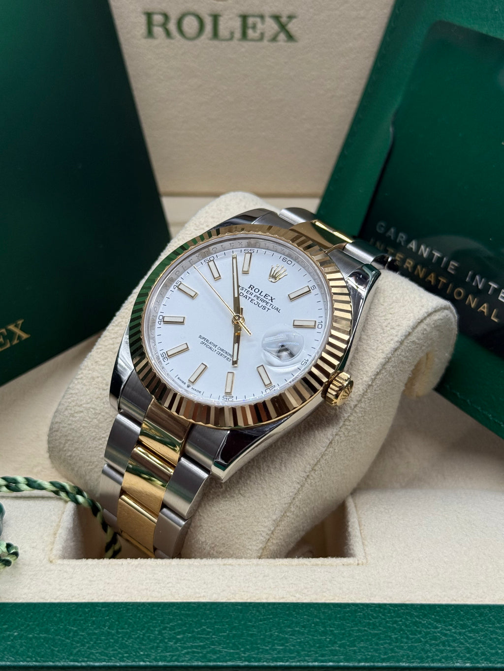 Rolex Datejust 41mm Two-Tone Stainless Steel & 18K Yellow Gold White Dial Fluted Bezel Oyster Bracelet