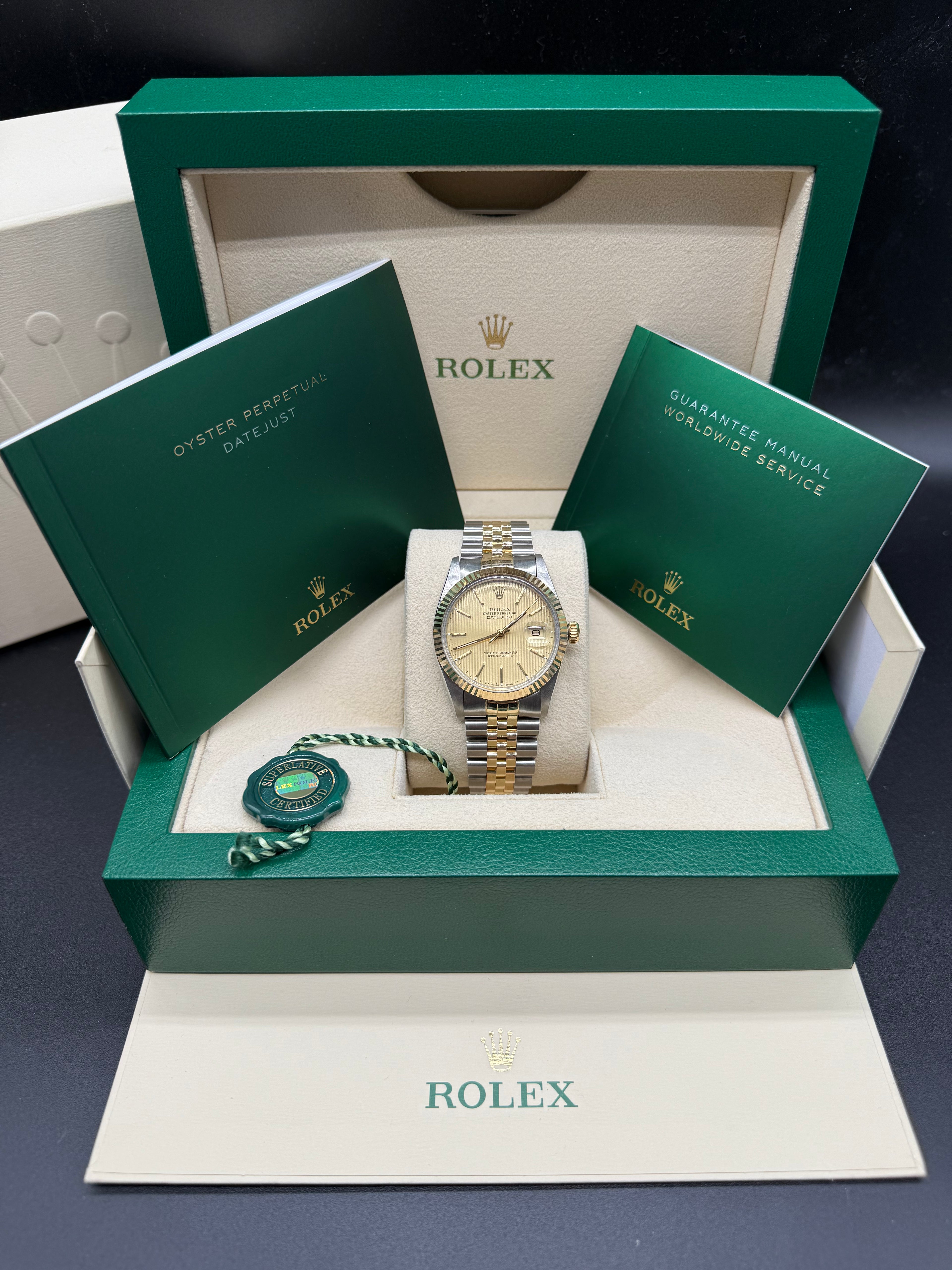 Rolex Datejust 36mm Two-Tone Stainless Steel & 18K Yellow Gold Tapestry Champagne Dial