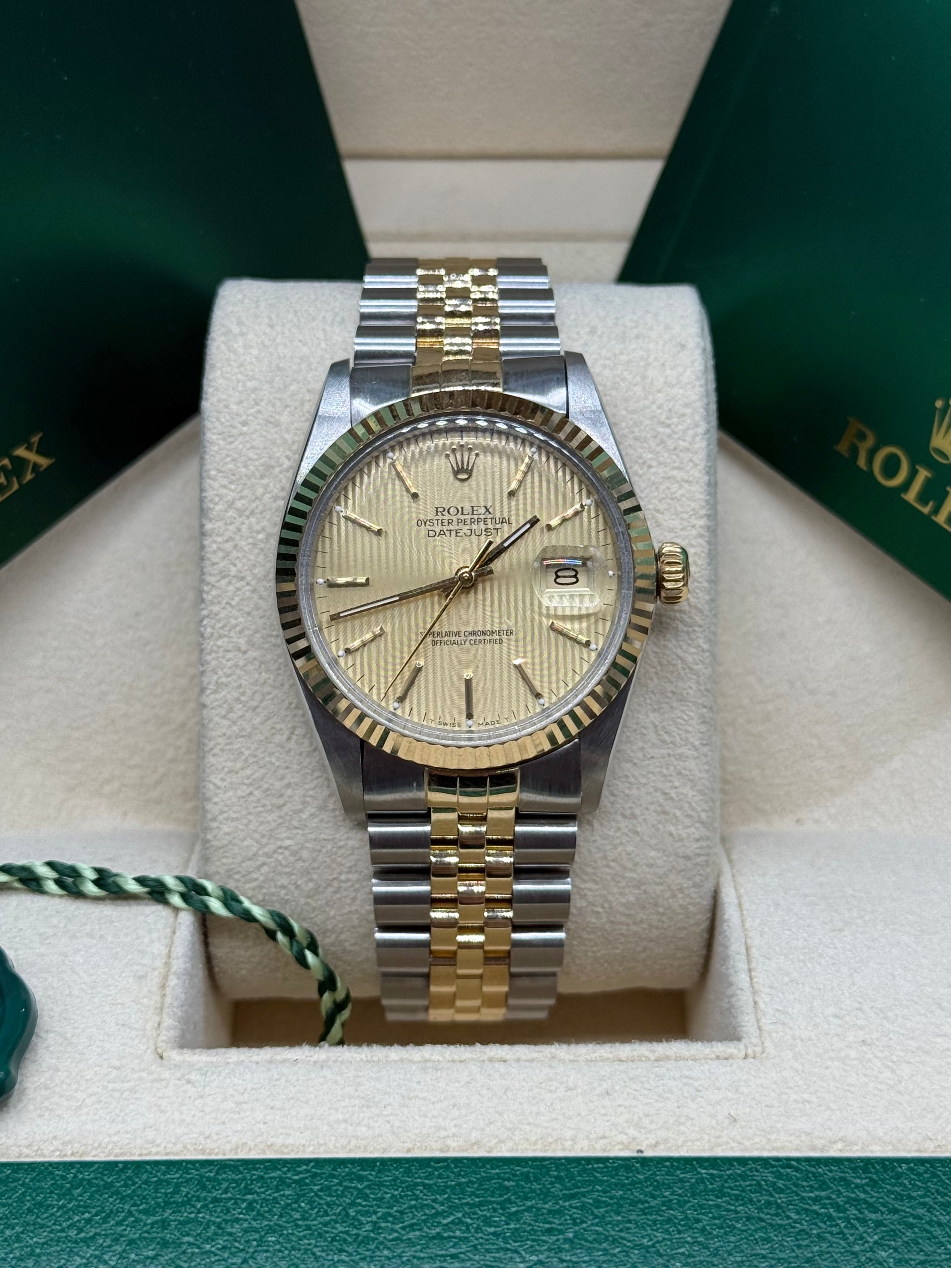 Rolex Datejust 36mm Two-Tone Stainless Steel & 18K Yellow Gold Tapestry Champagne Dial