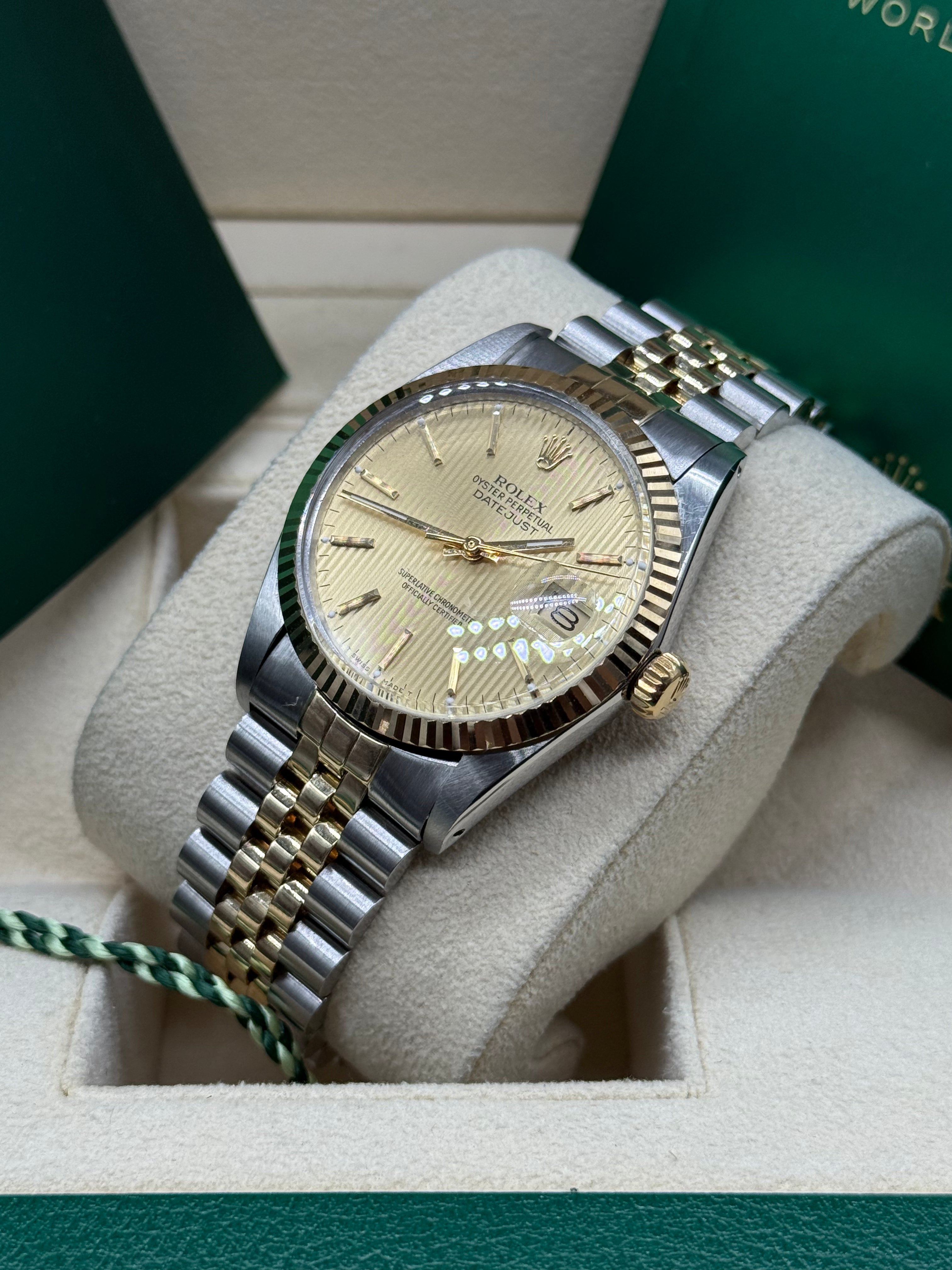 Rolex Datejust 36mm Two-Tone Stainless Steel & 18K Yellow Gold Tapestry Champagne Dial