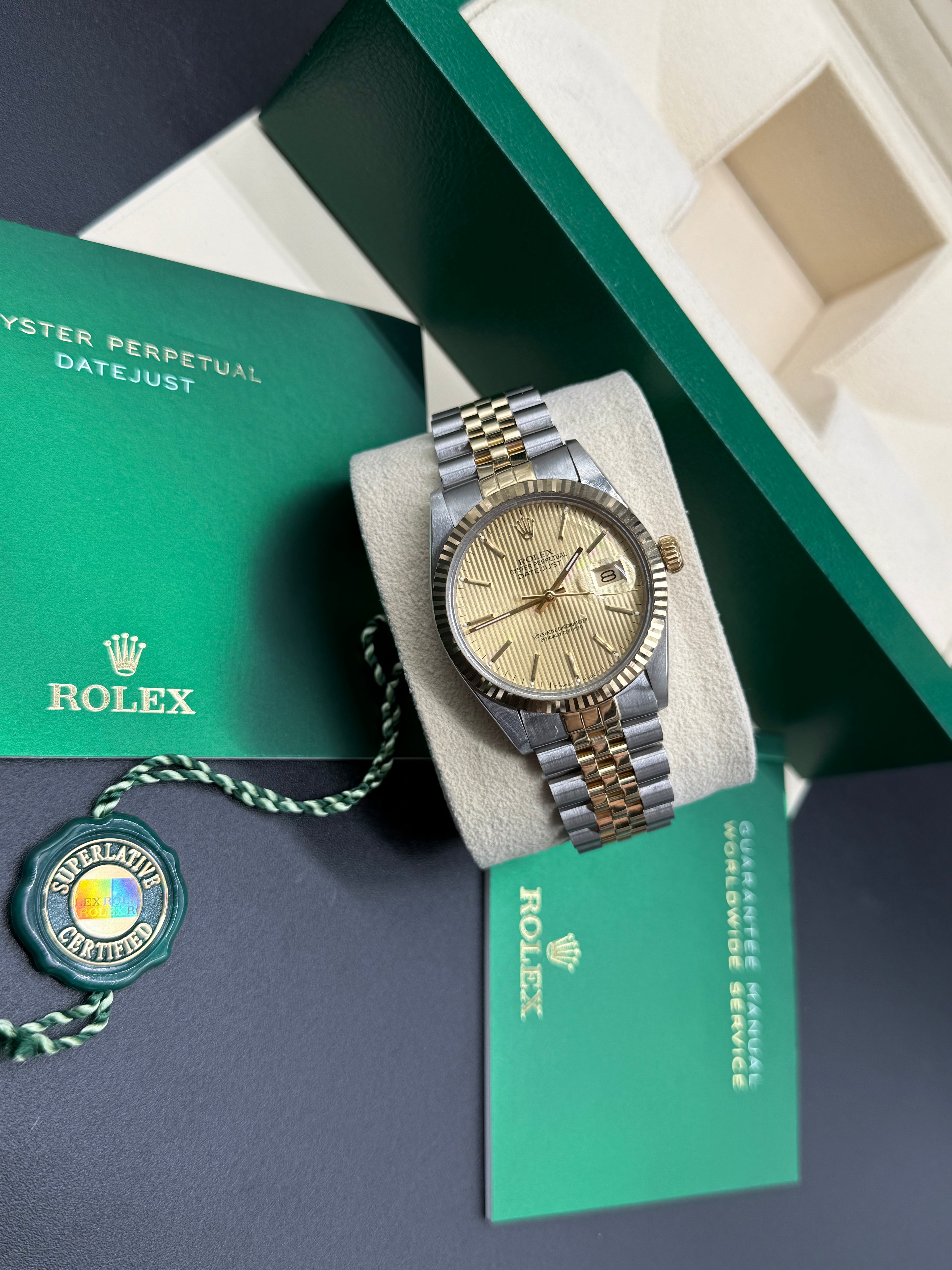 Rolex Datejust 36mm Two-Tone Stainless Steel & 18K Yellow Gold Tapestry Champagne Dial